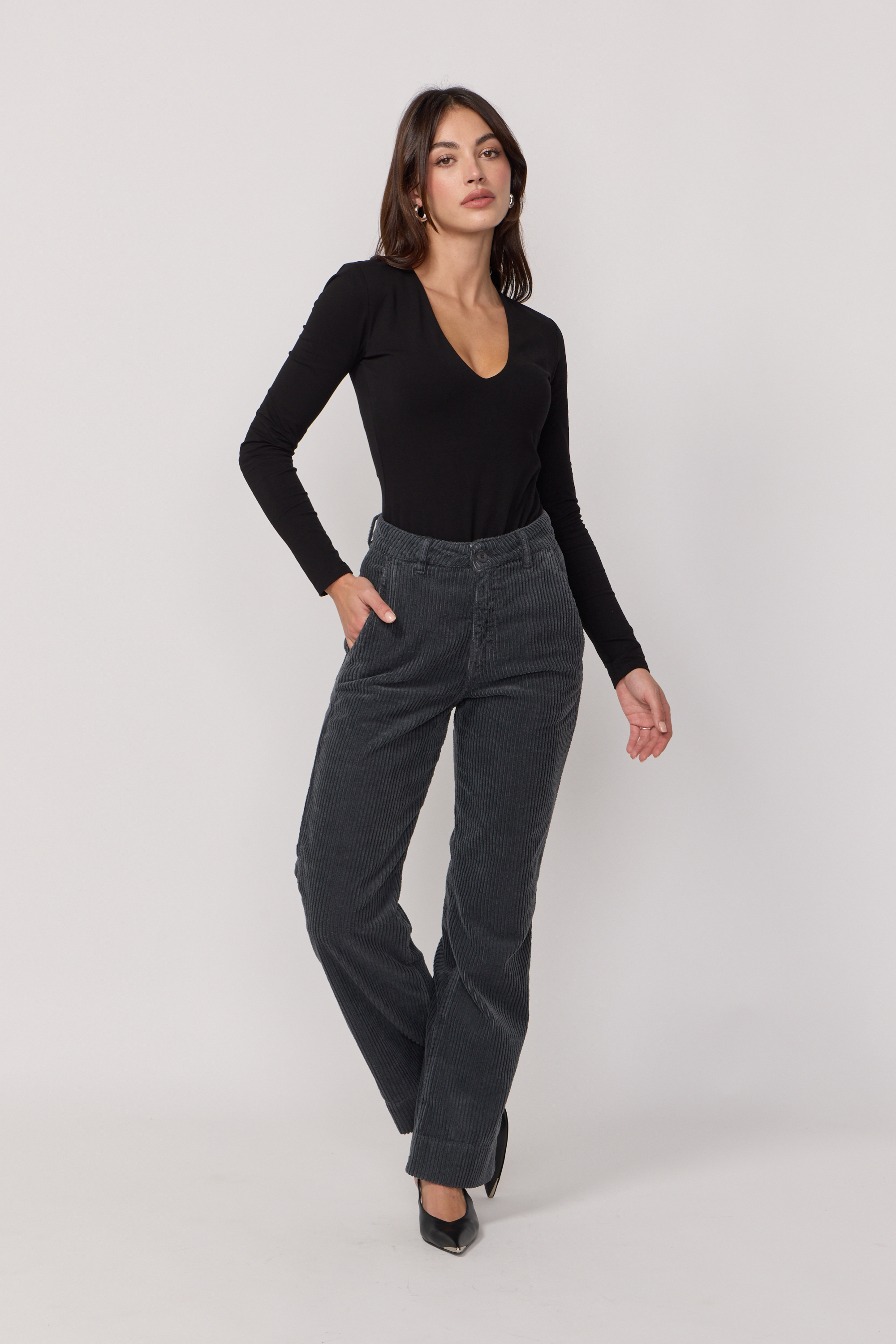 Pantalon Paltrow Long Velours - Anthracite