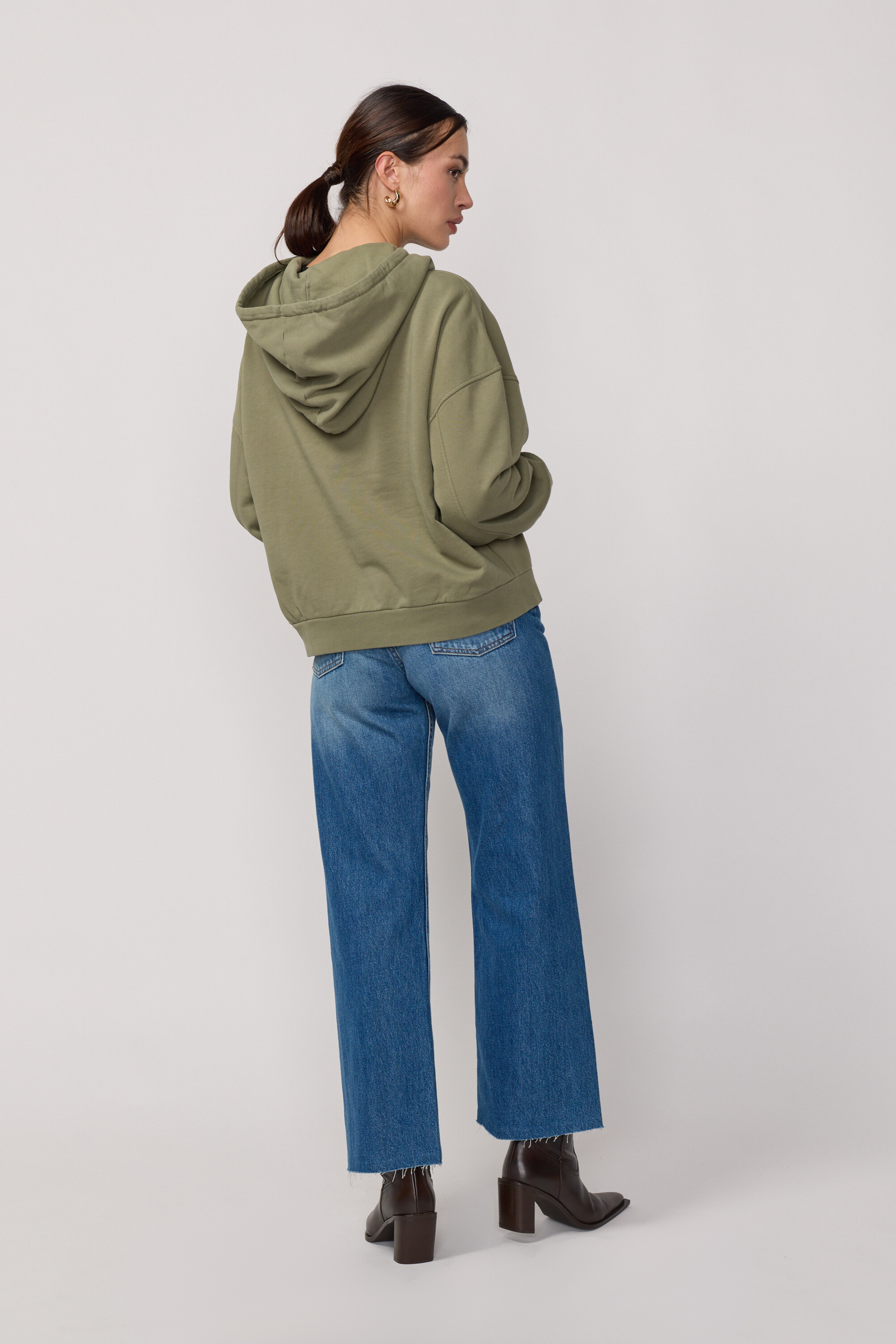 Pull à Capuche Style Boxy - Light Kaki