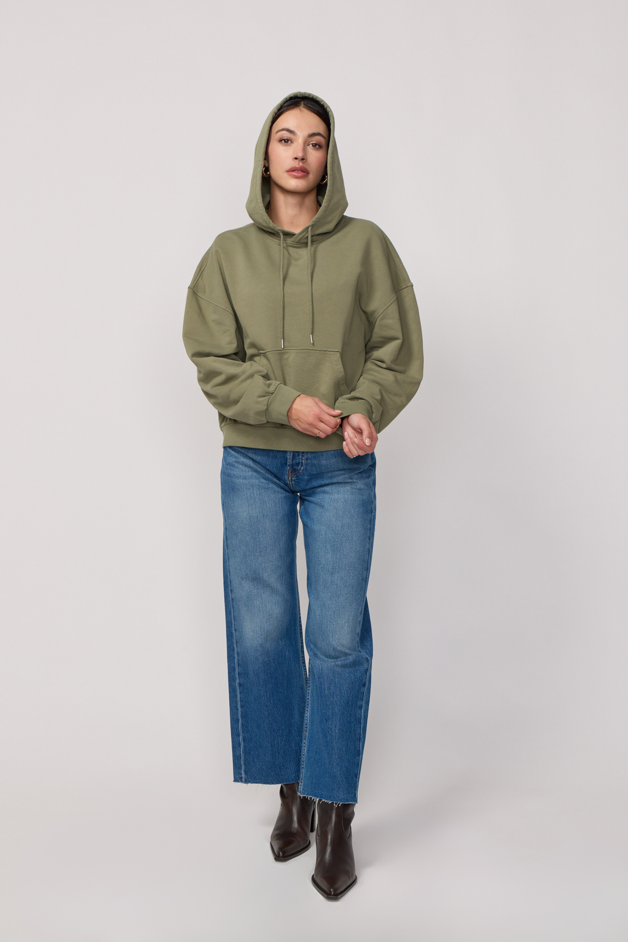 Pull à Capuche Style Boxy - Light Kaki