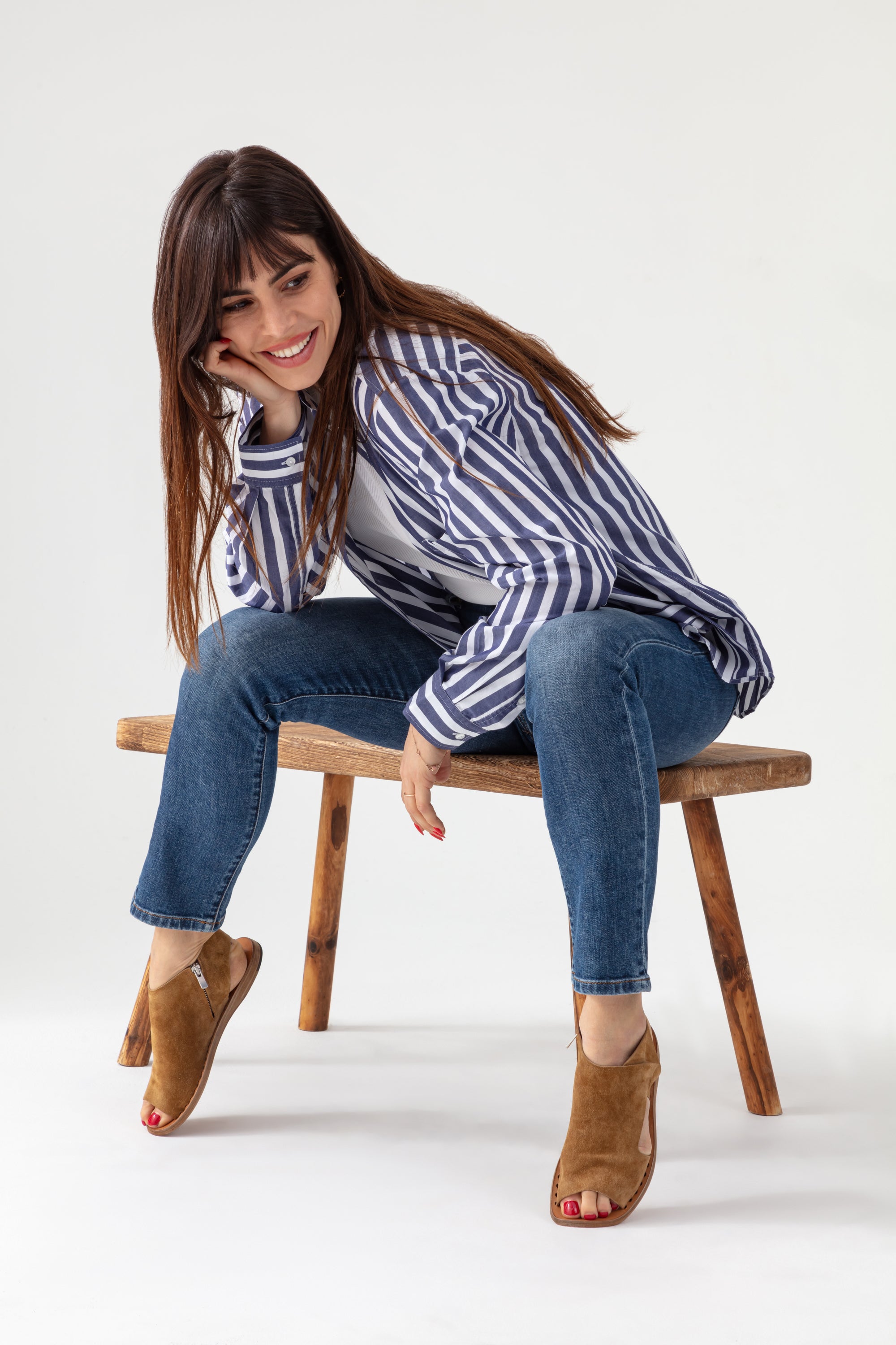Chemise Boy Shirt - Navy/ Off White