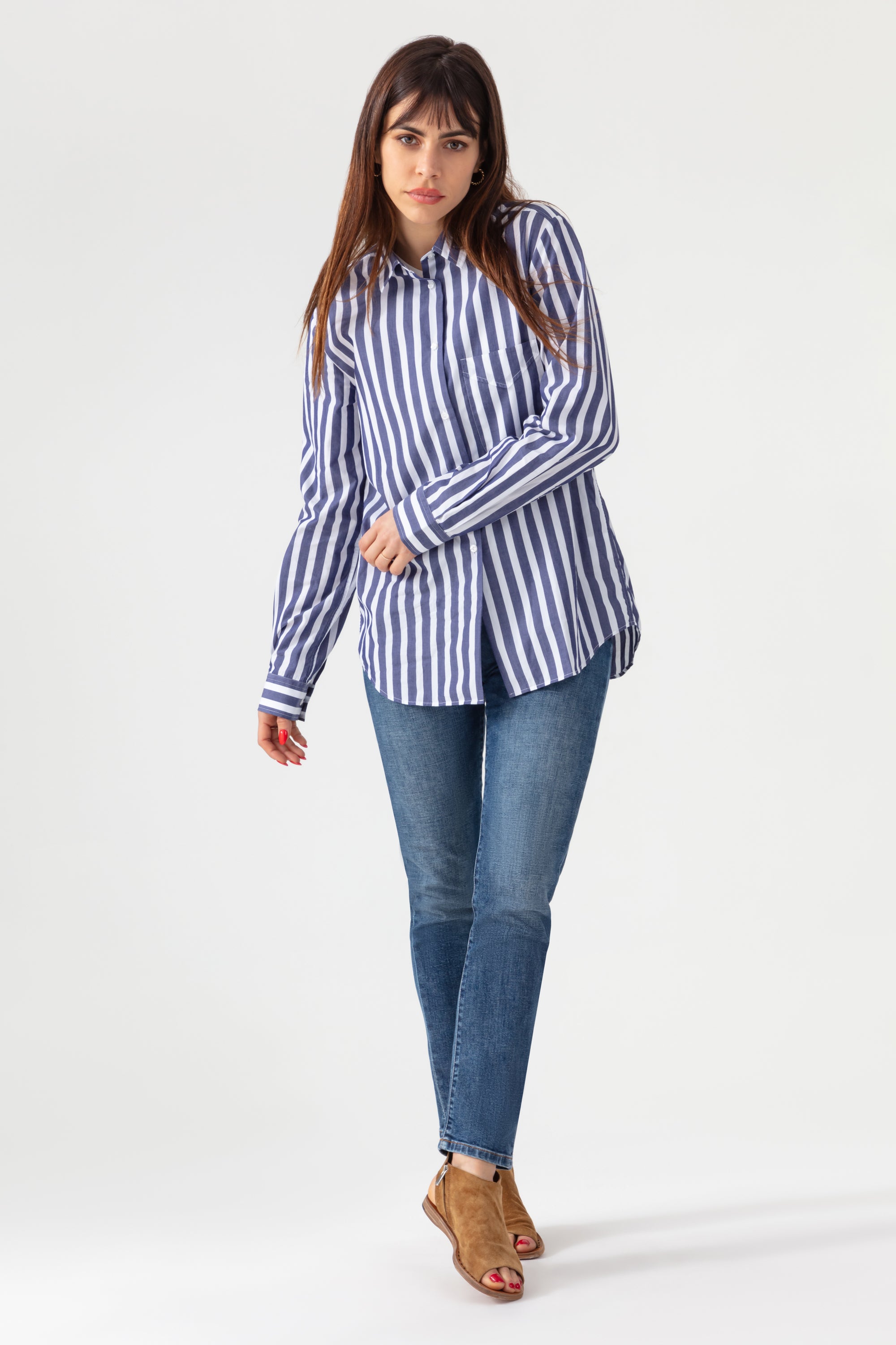 Chemise Boy Shirt - Navy/ Off White