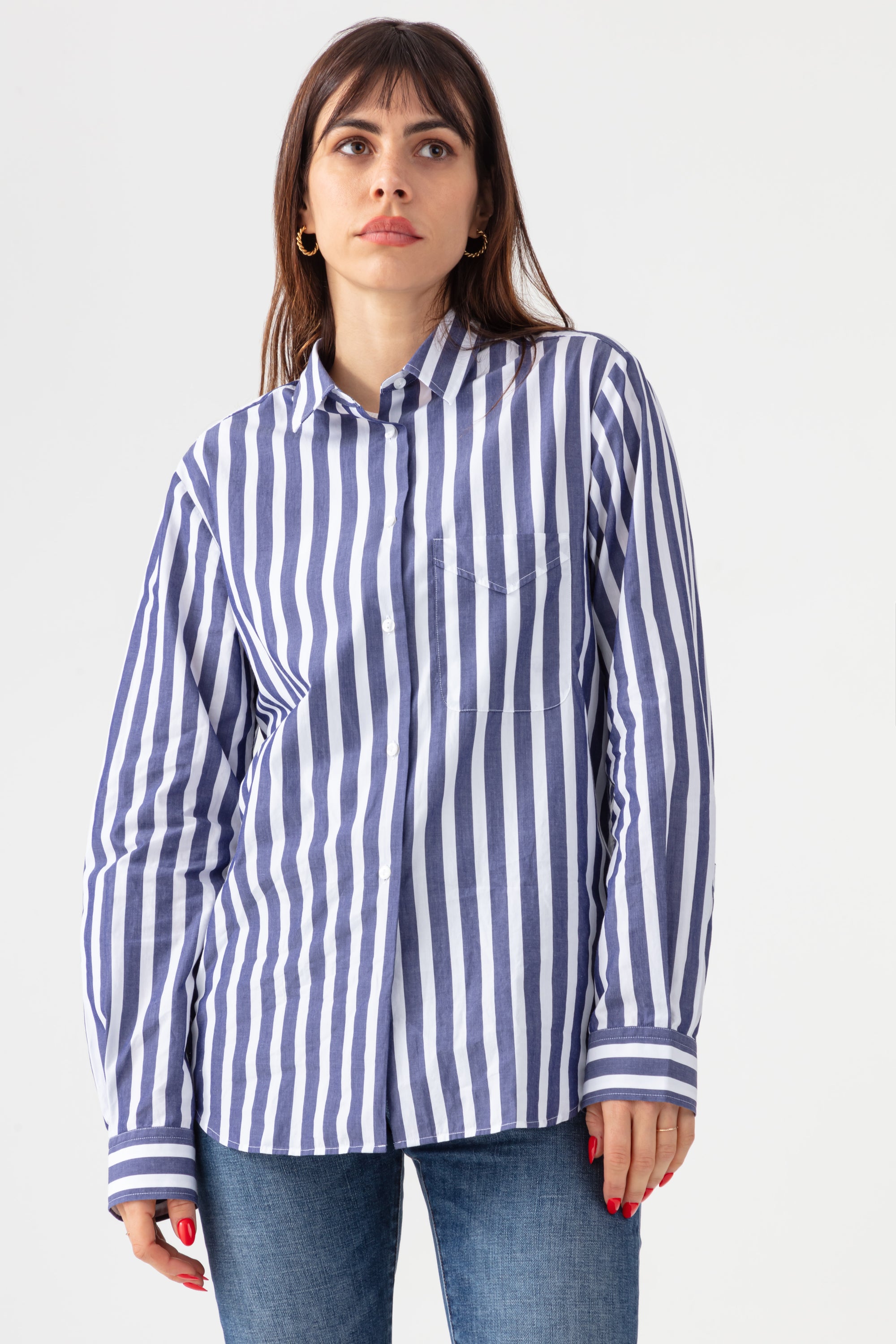 Chemise Boy Shirt - Navy/ Off White