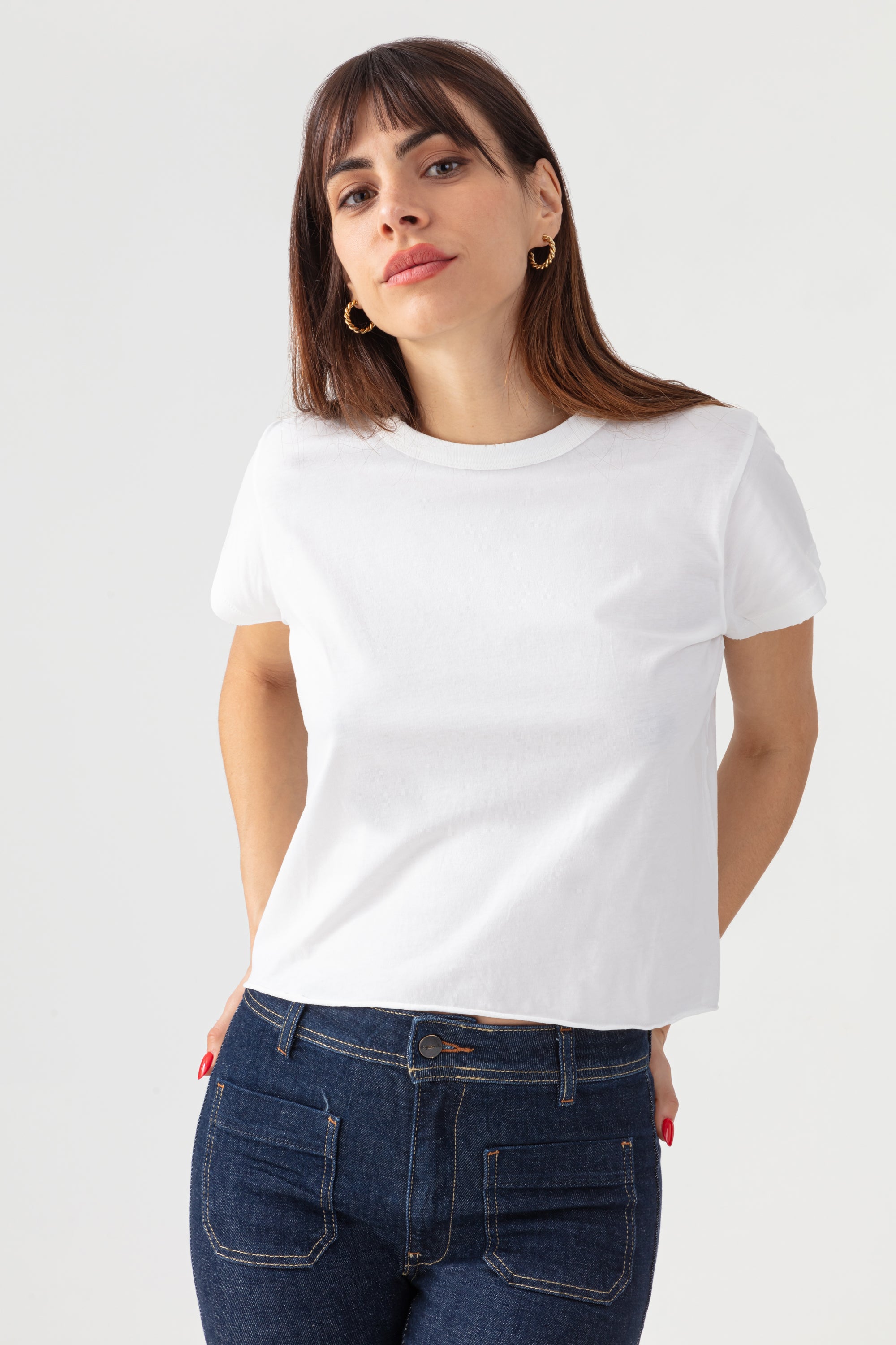 T-shirt Court à Effet Usé - Off White