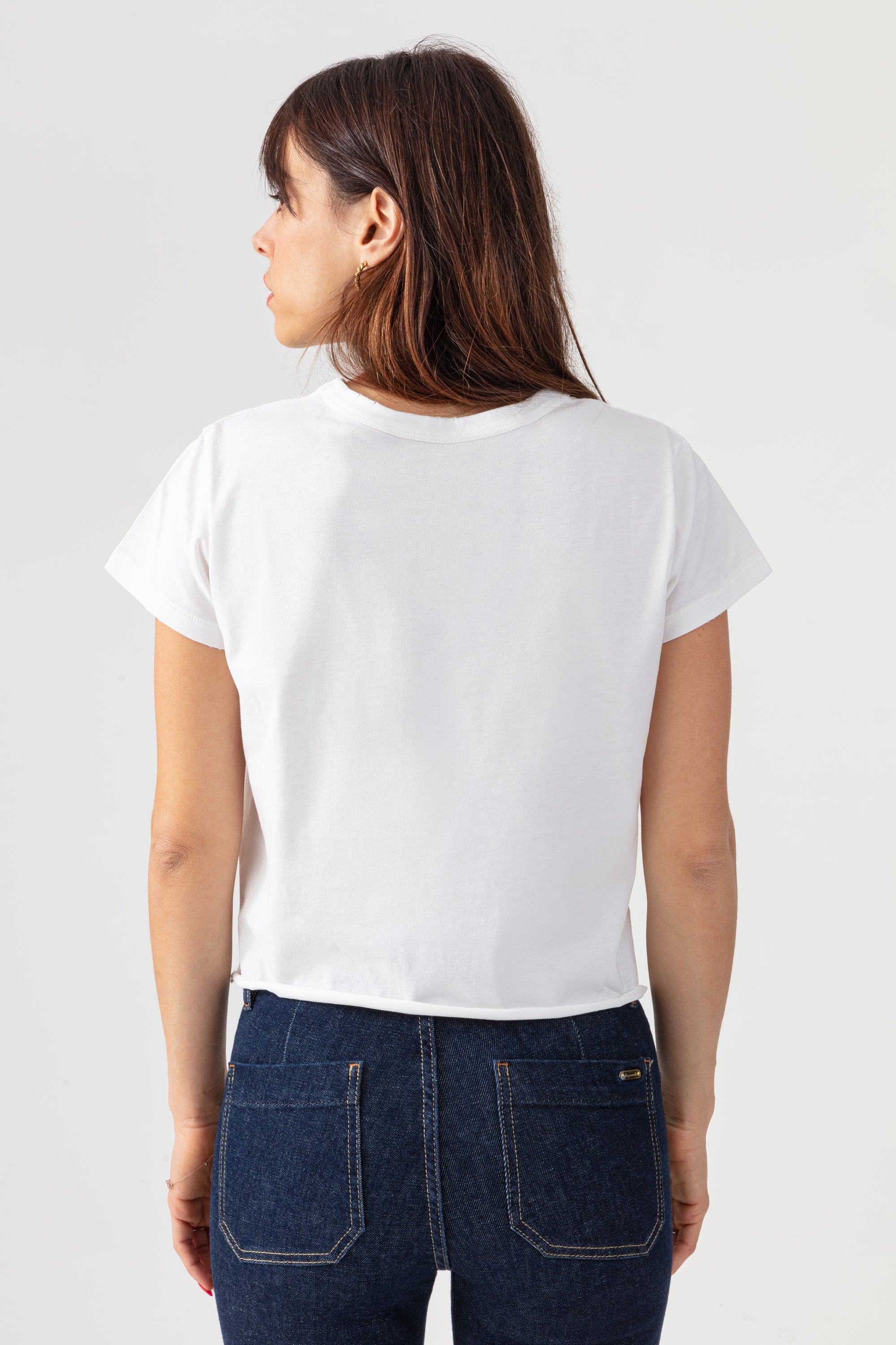T-shirt Court à Effet Usé - Off White