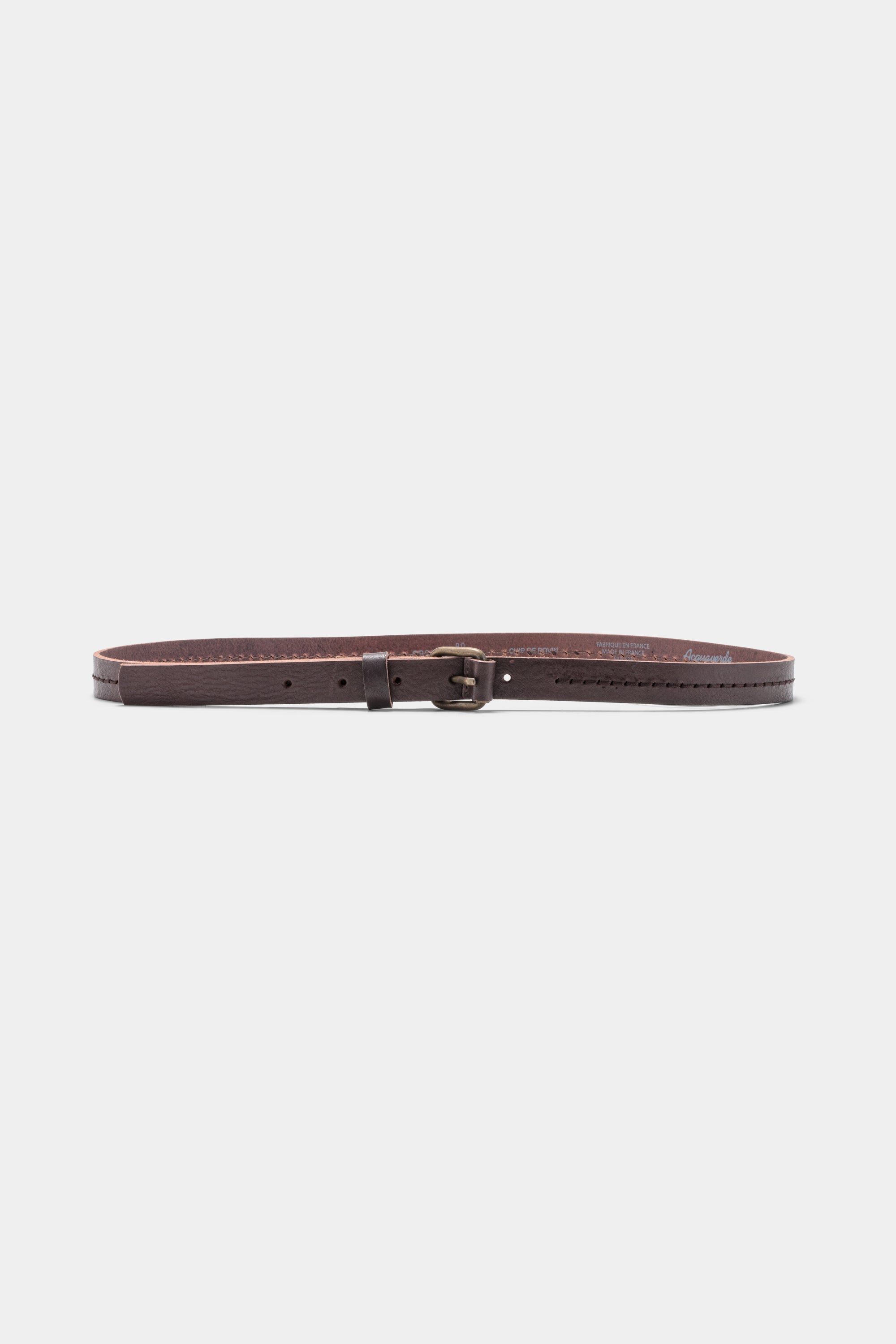 Ceinture fine en cuir véritable - Chocolat