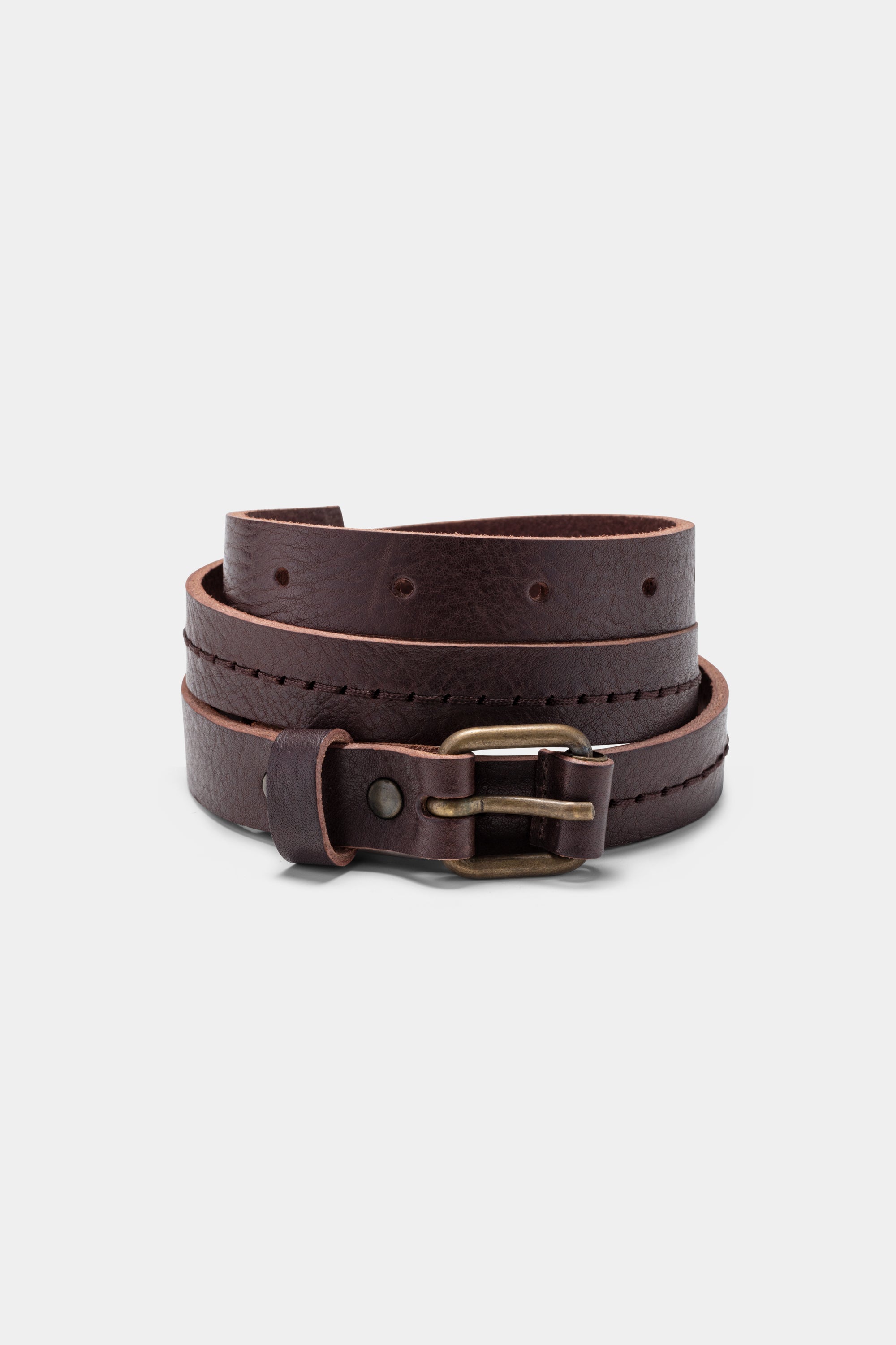 Ceinture fine en cuir véritable - Chocolat