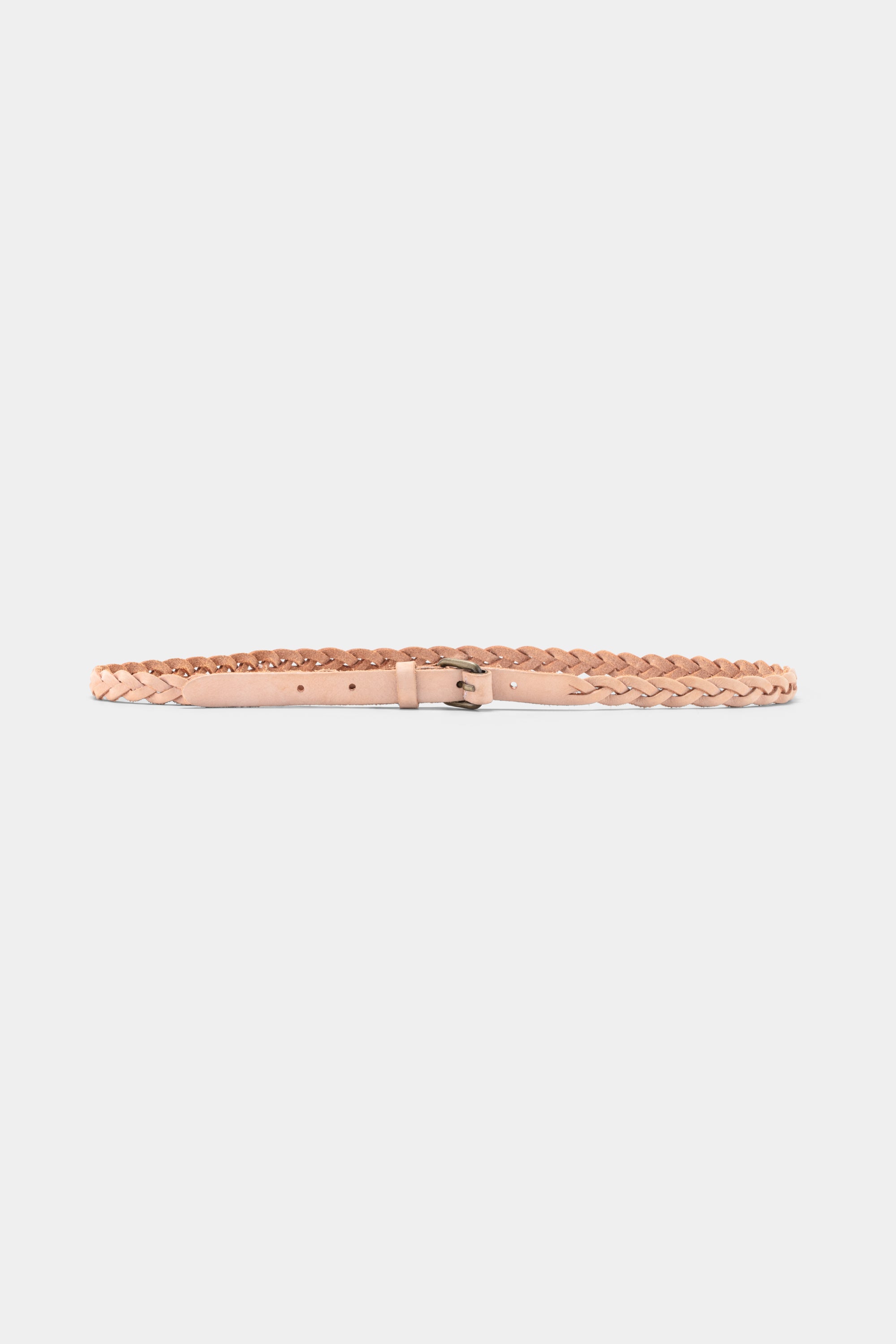 Ceinture tressée en cuir véritable - Nude