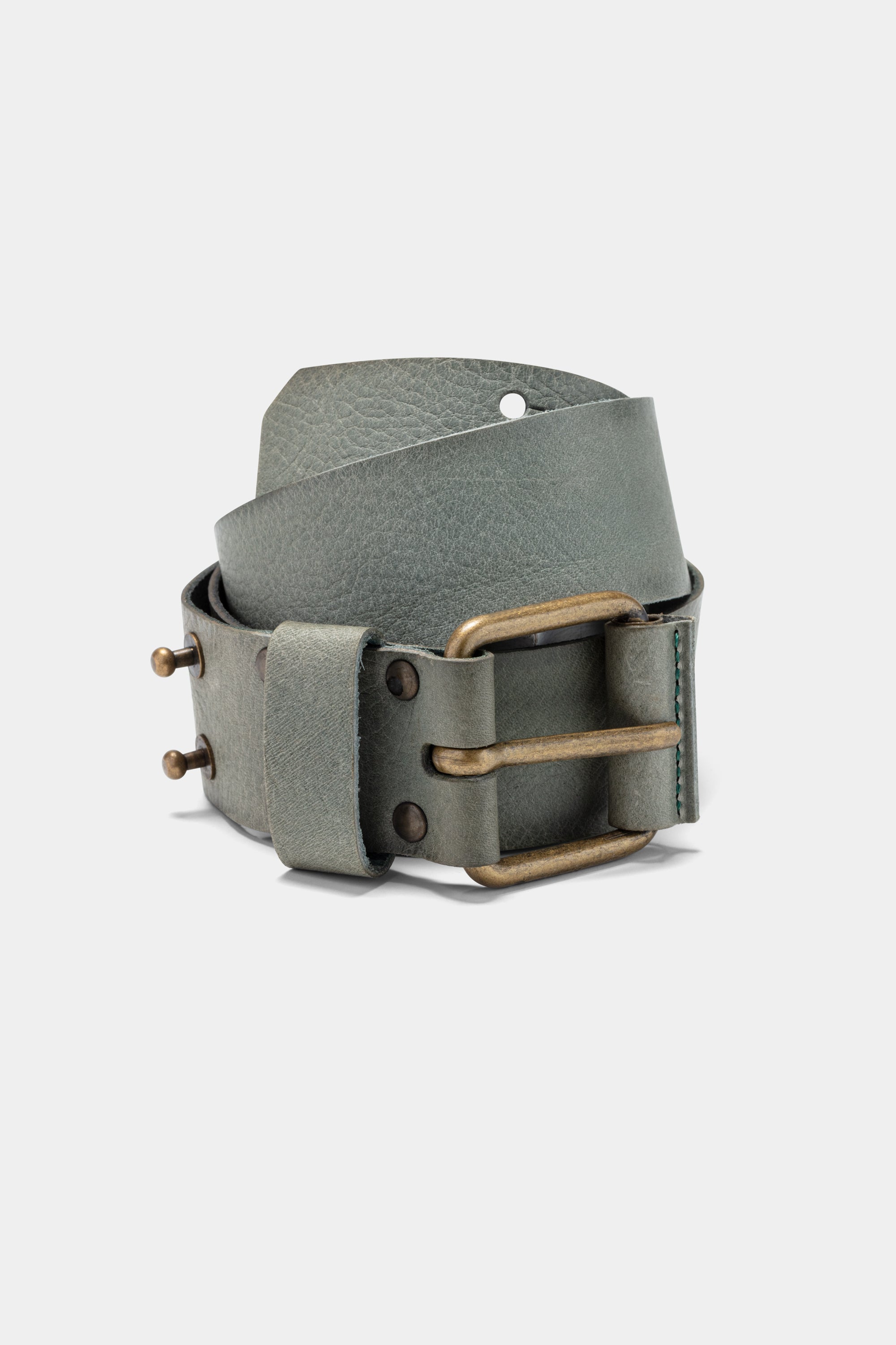 Ceinture rétro à clous en cuir véritable - Aqua