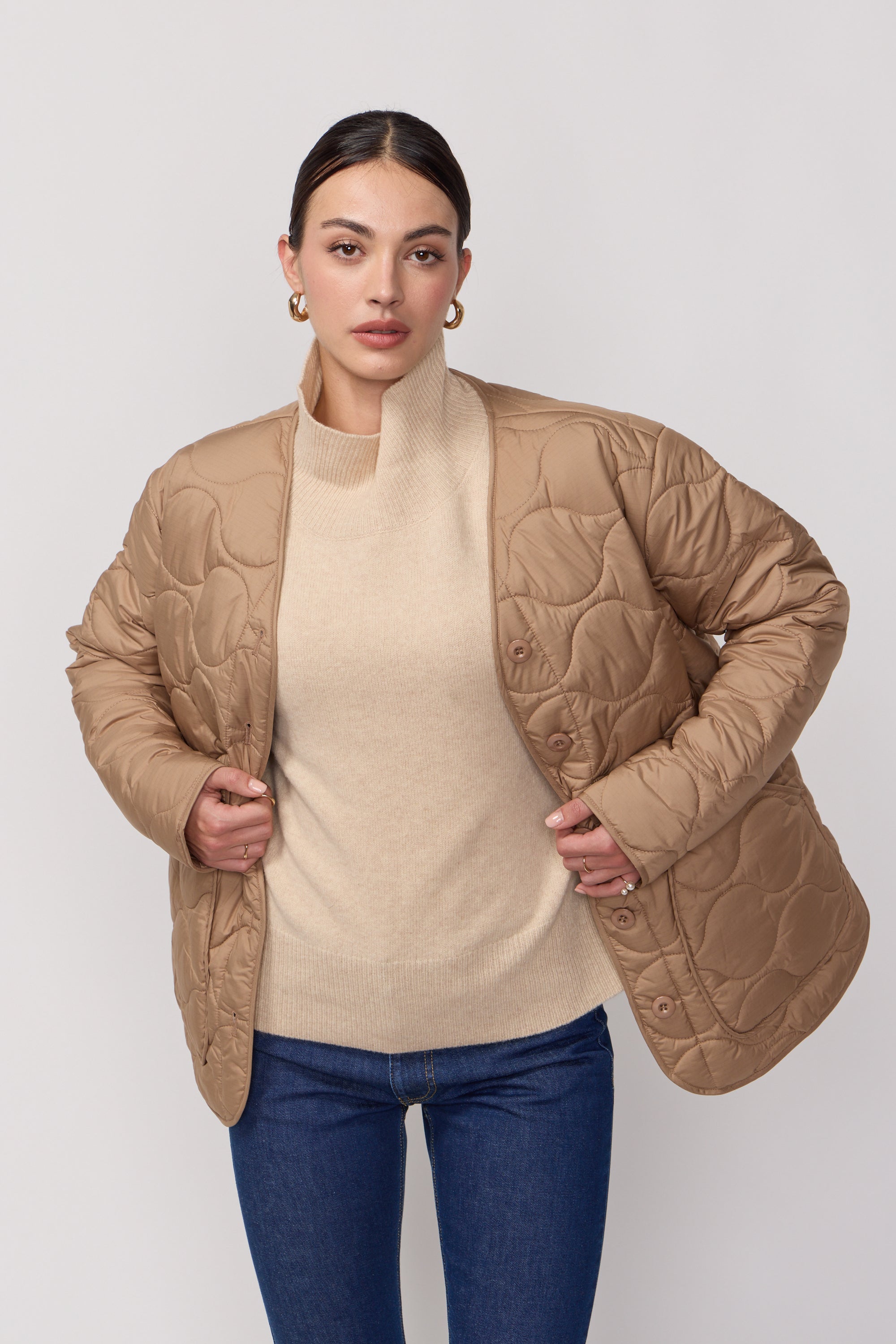 Veste Matelassé Camo - Camel