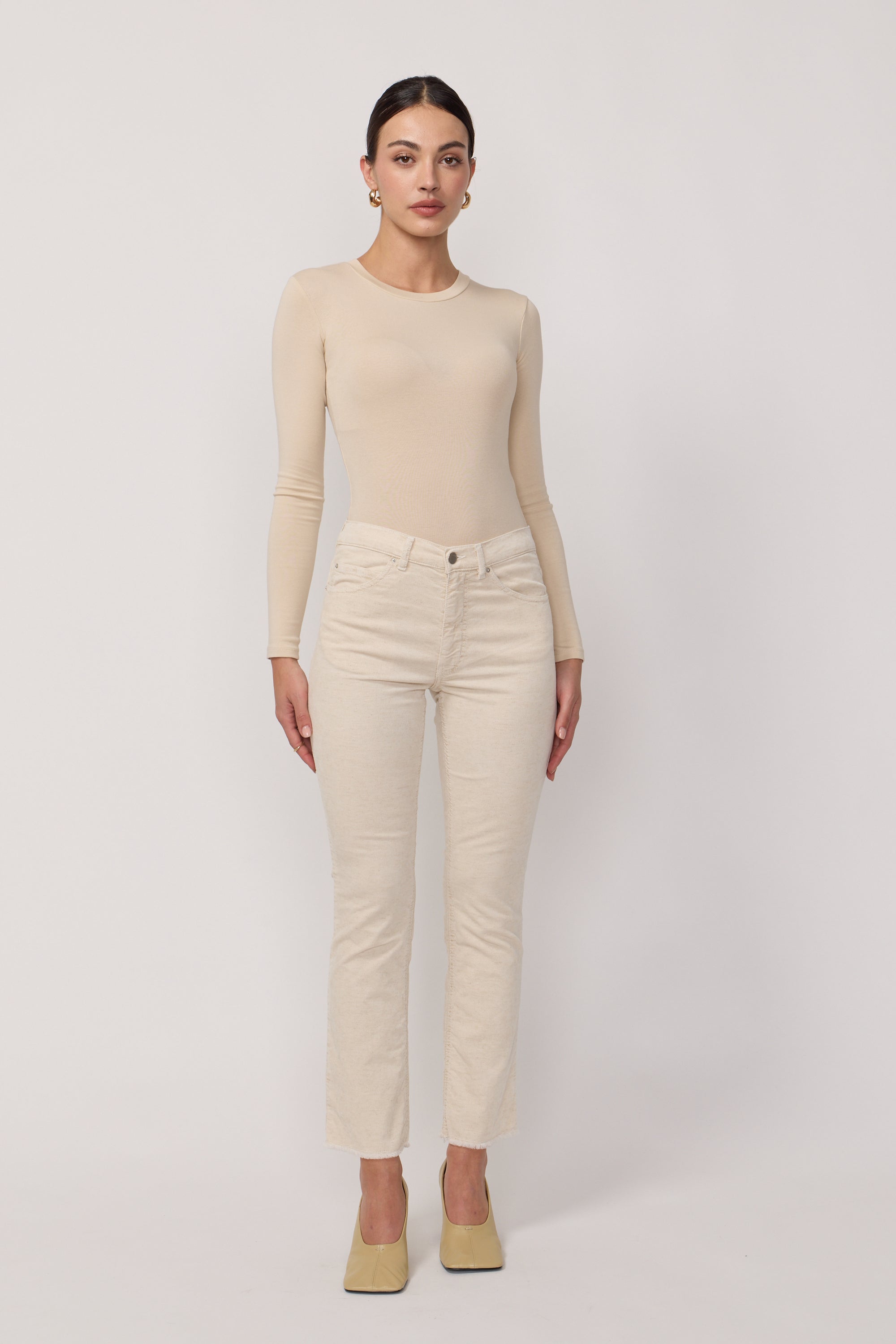 Cara Velvet Pants - Natural