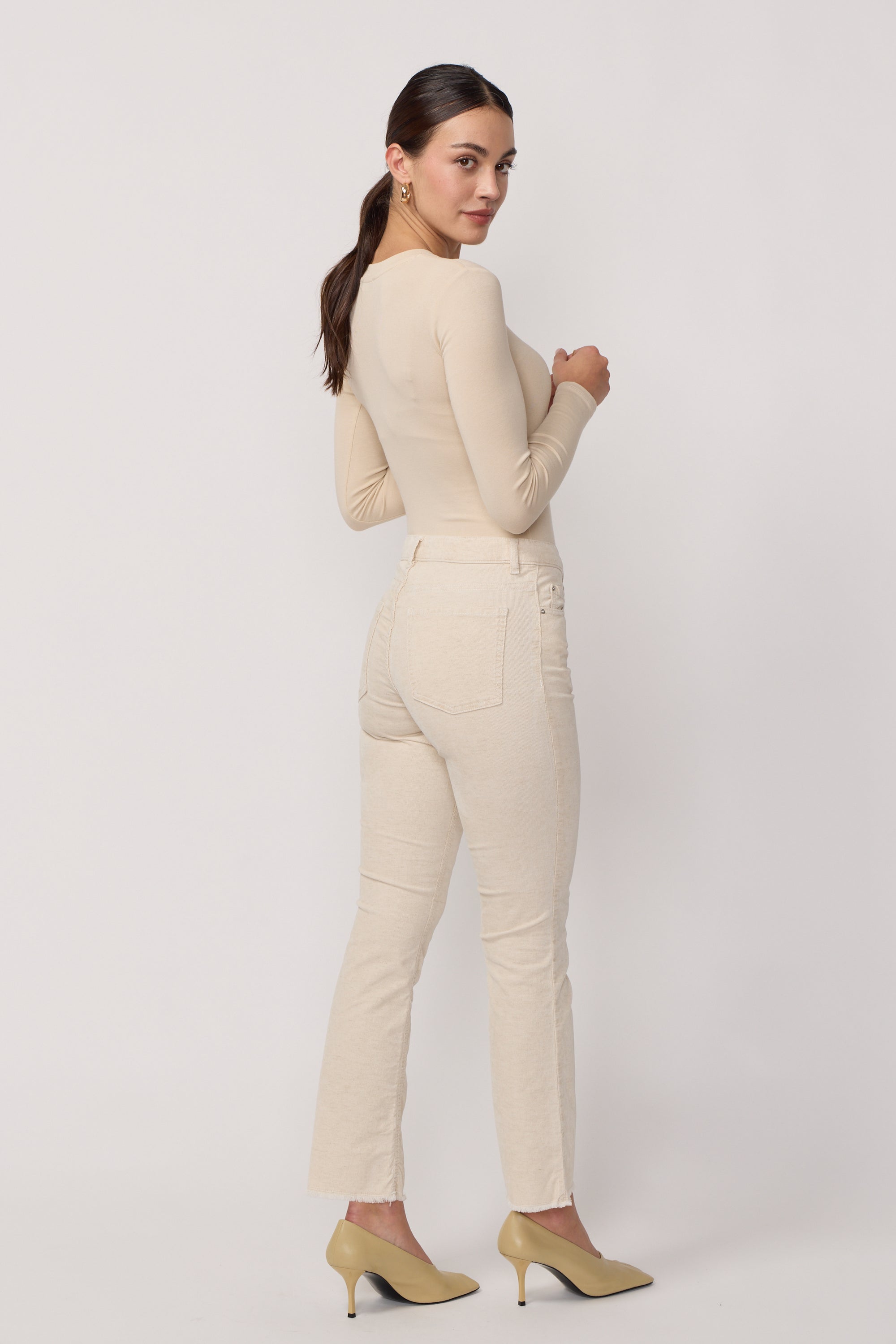Cara Velvet Pants - Natural
