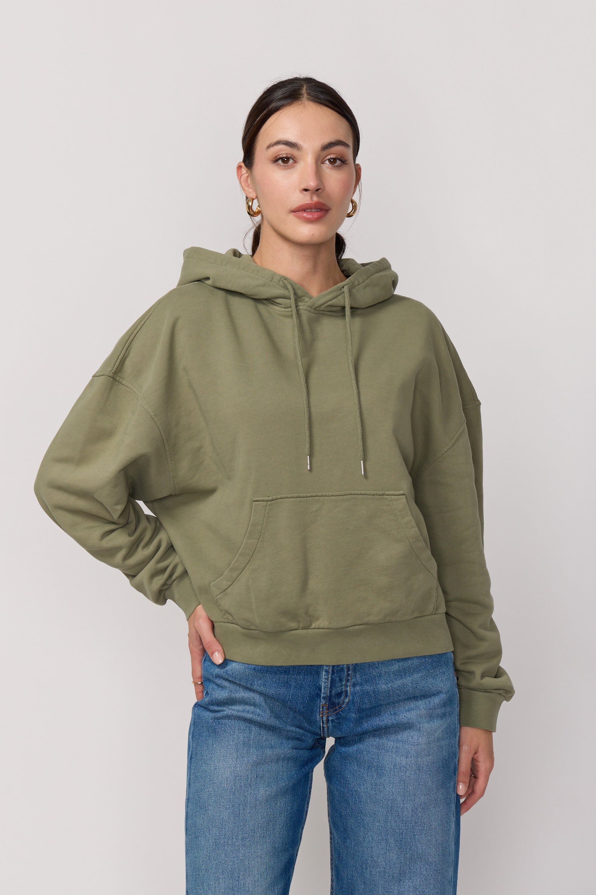 Pull à Capuche Style Boxy - Light Kaki