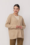 Cárdigan extragrande con cuello en V - Beige