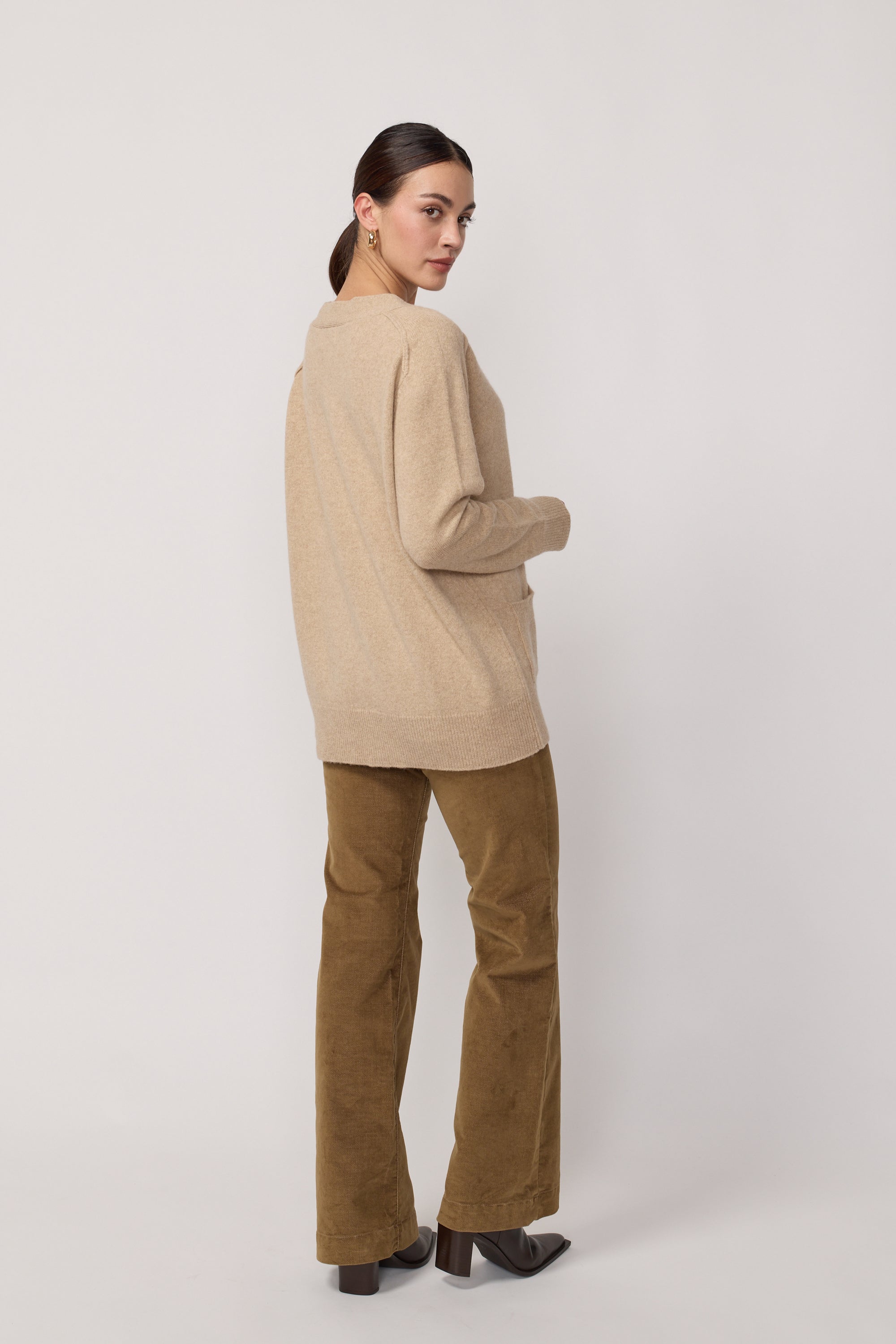 Cardigan Oversize Col en V - Beige