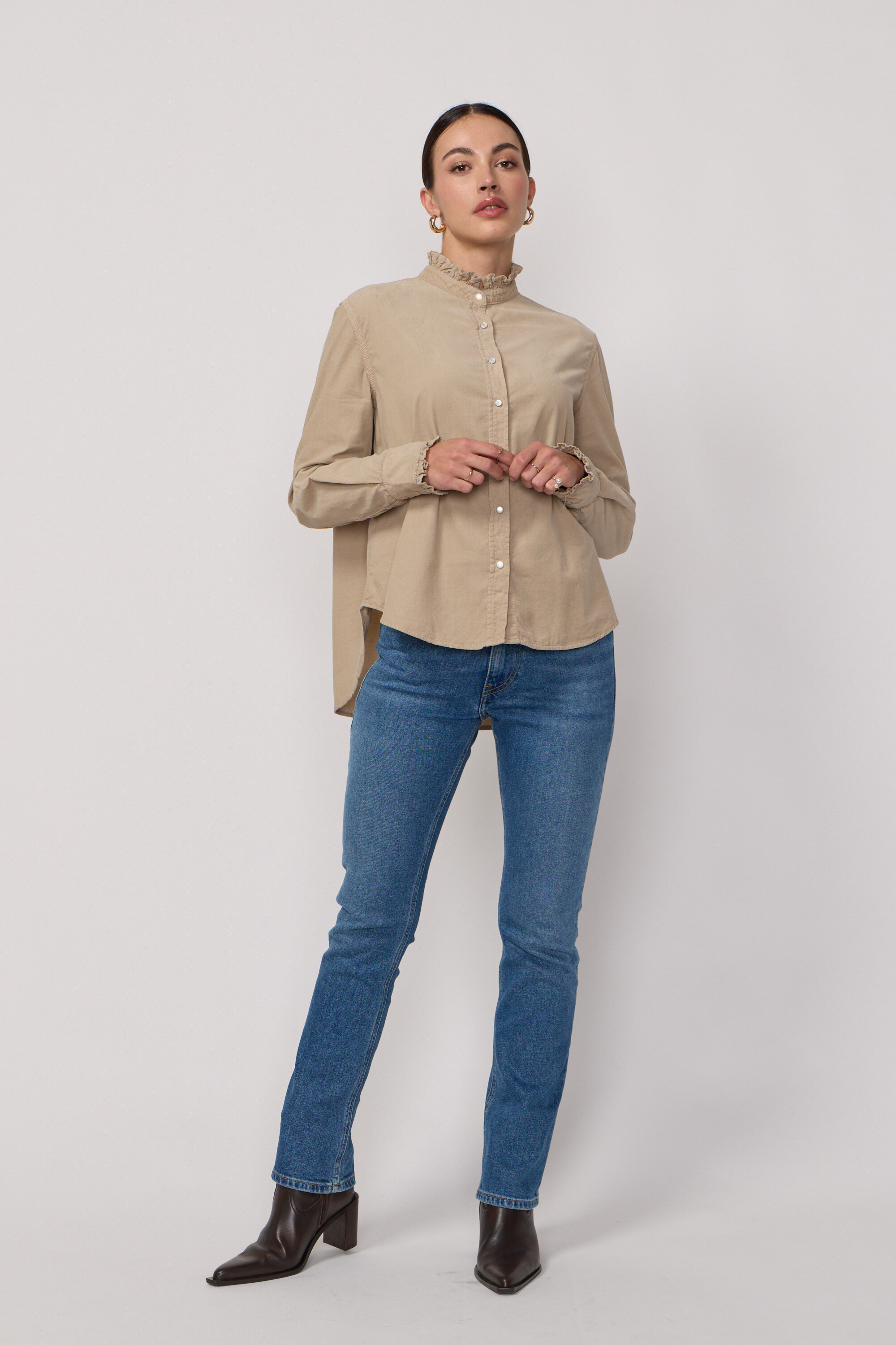 Acquaverde Chemise Gaby en Velours - Argile