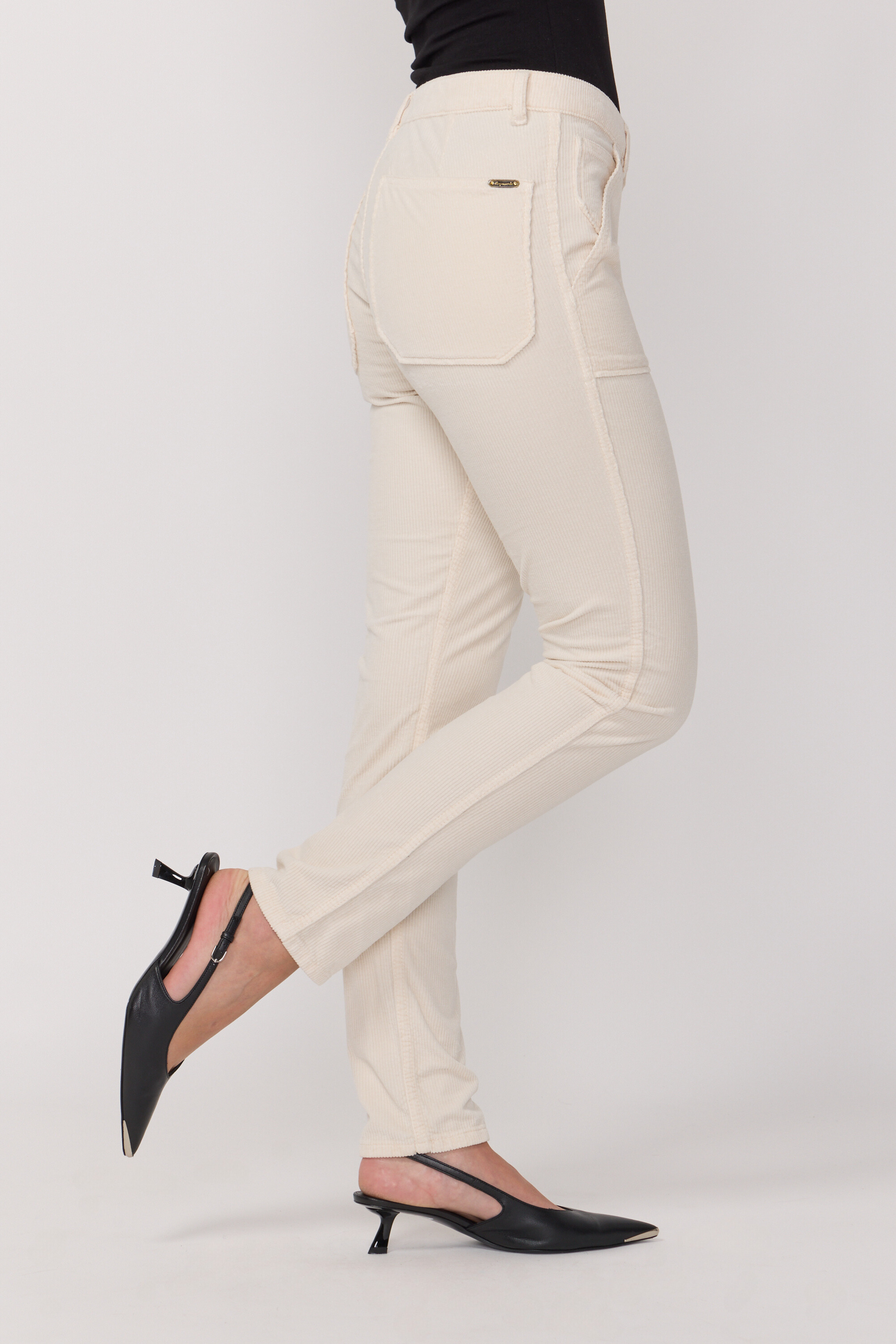 Pantalon Pierce en Velours - Cream