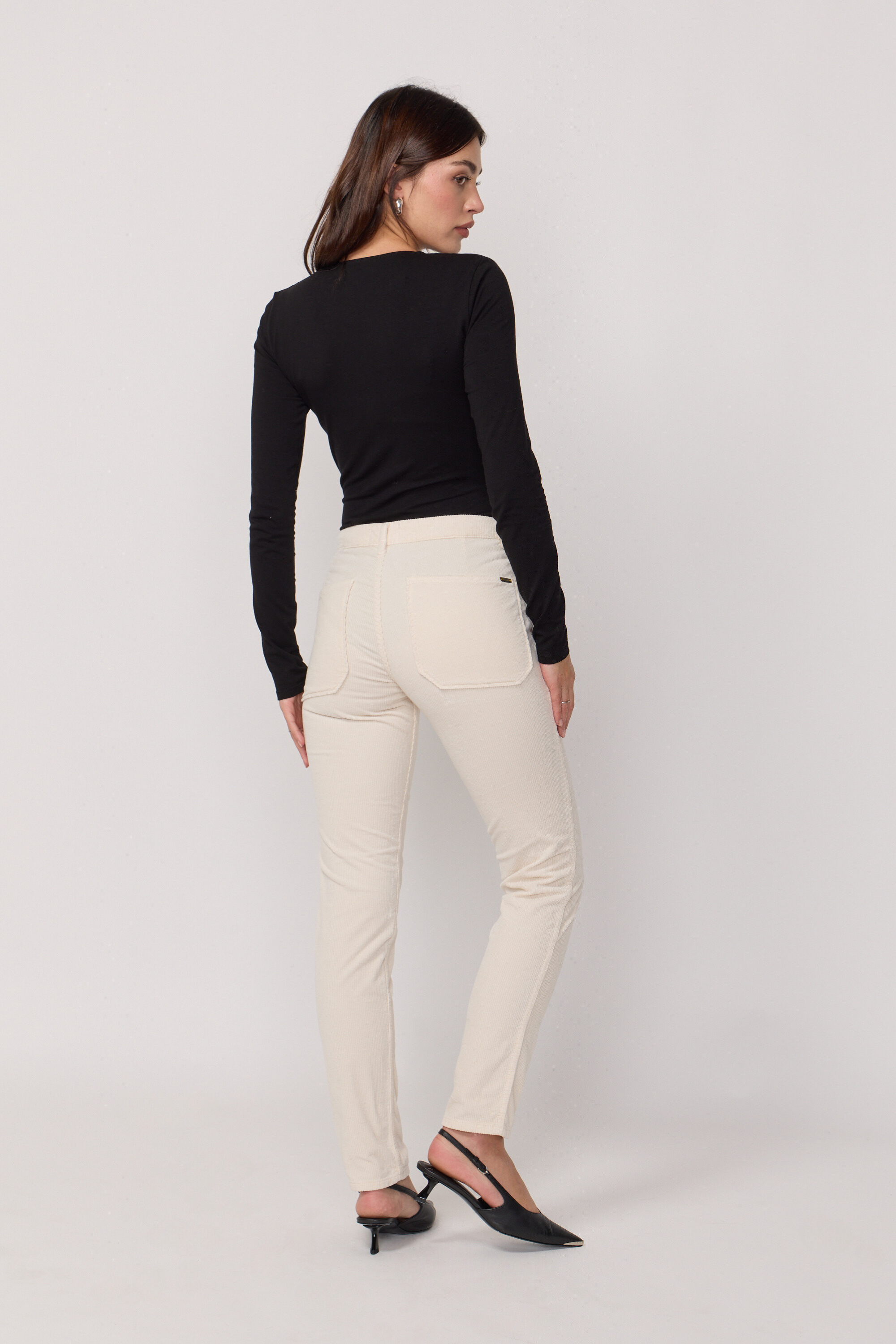 Pantalon Pierce en Velours - Cream