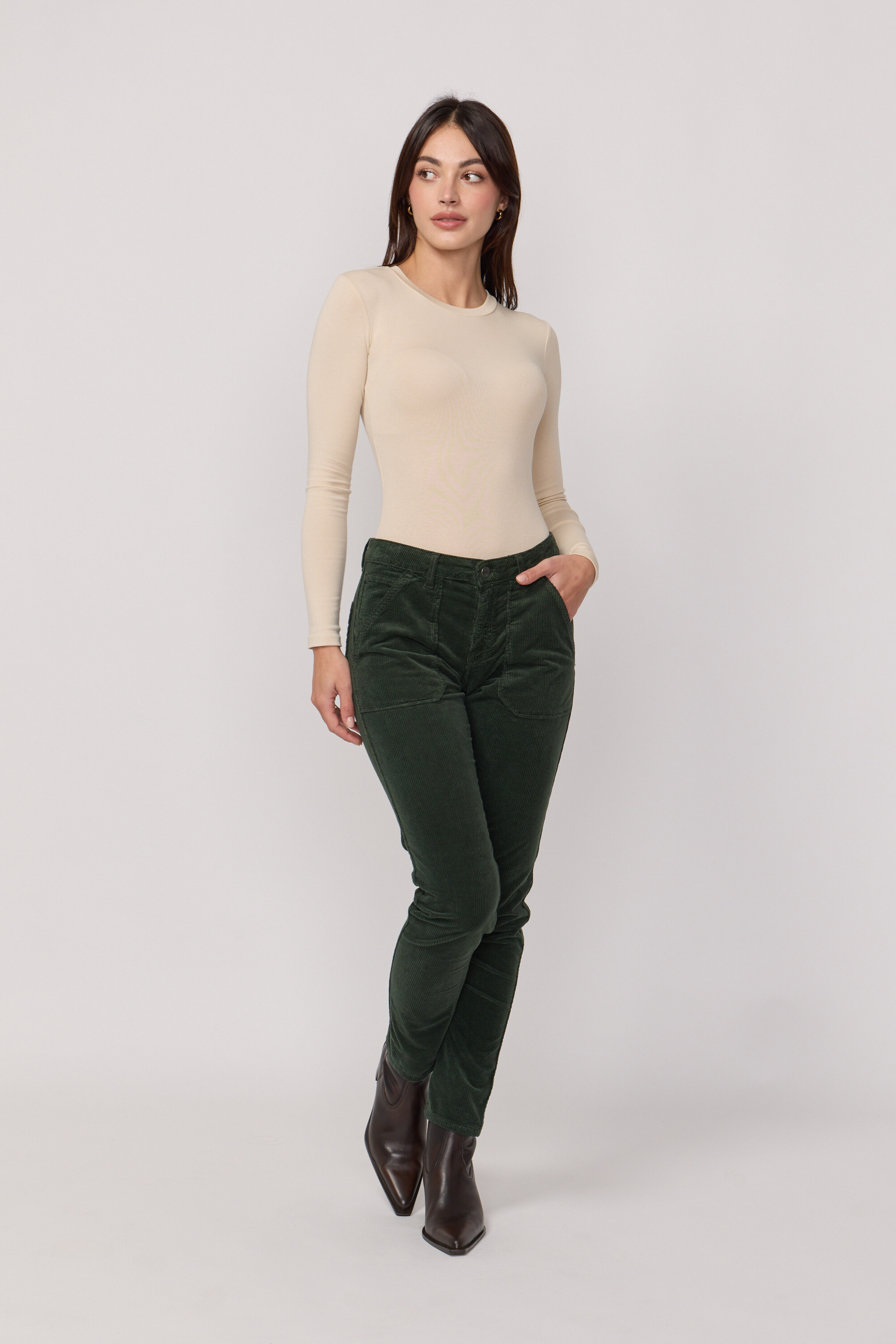 Pantalon Pierce en Velours - English Green