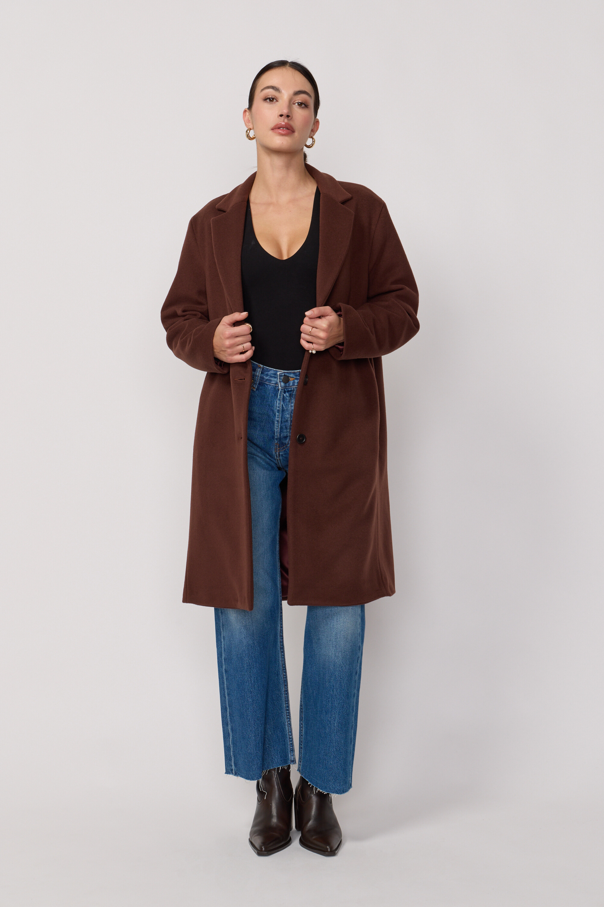 Manteau Signature en Laine et Cachemire - Chocolat