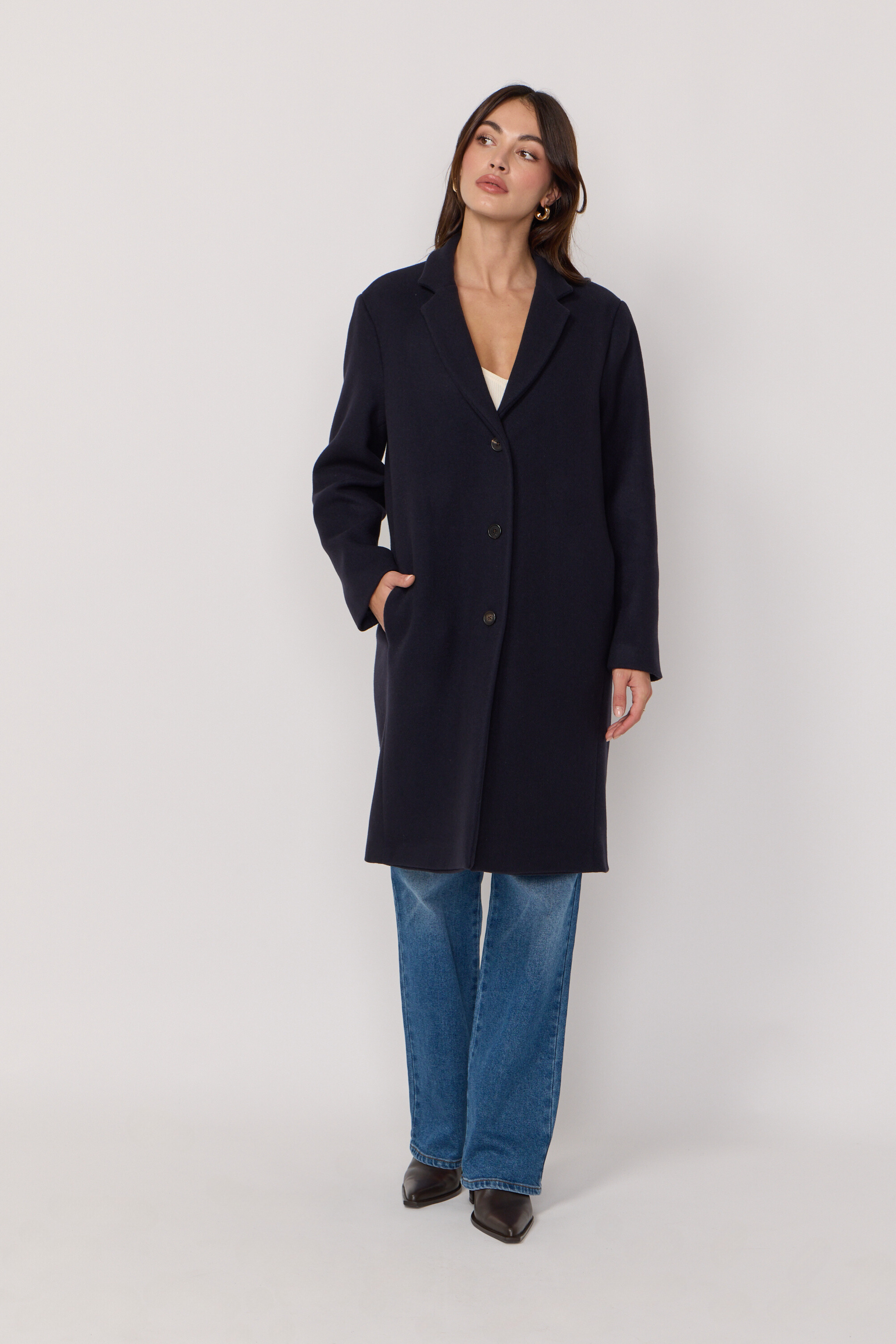 Manteau Signature en Laine et Cachemire - Marine