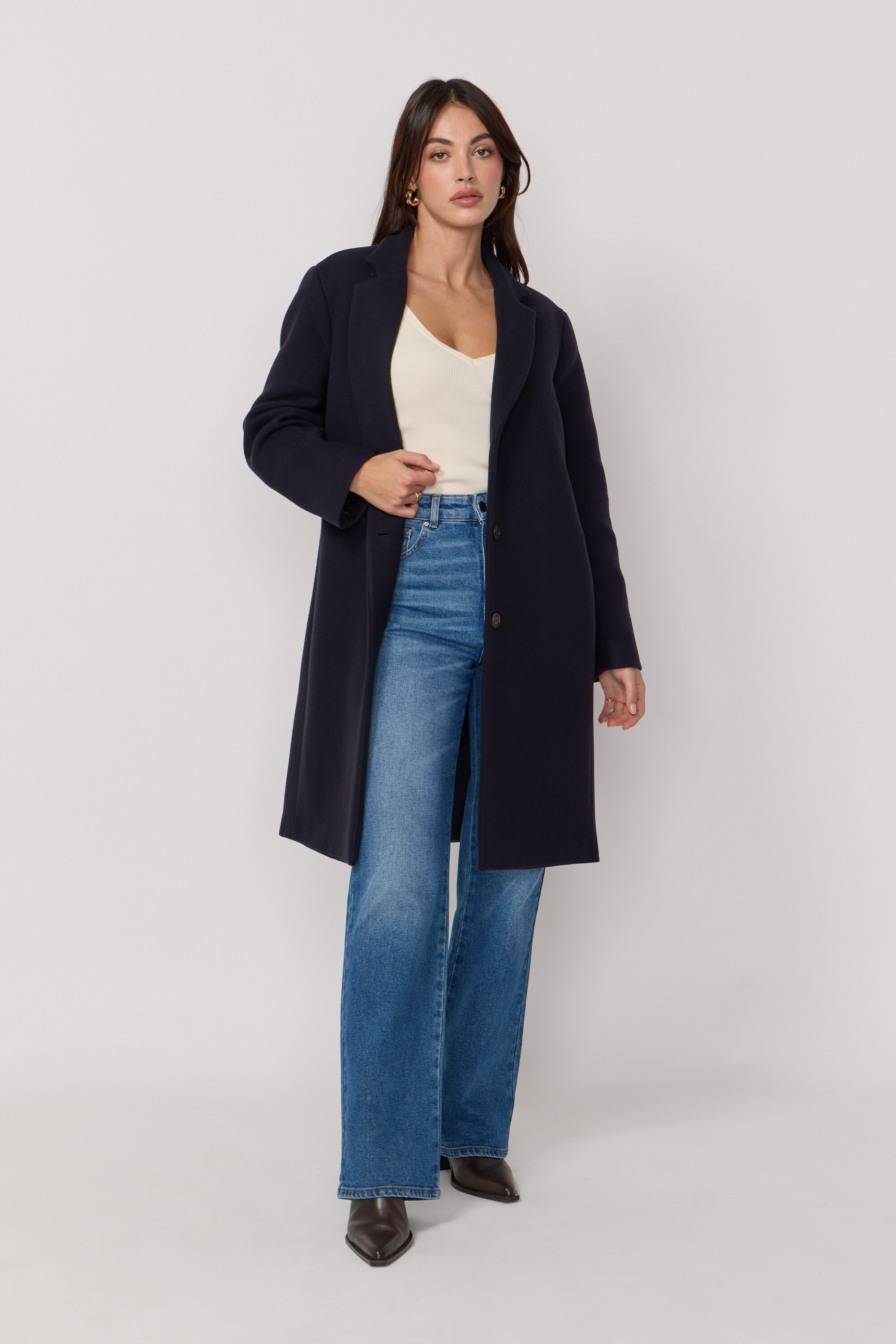 Manteau Signature en Laine et Cachemire - Marine