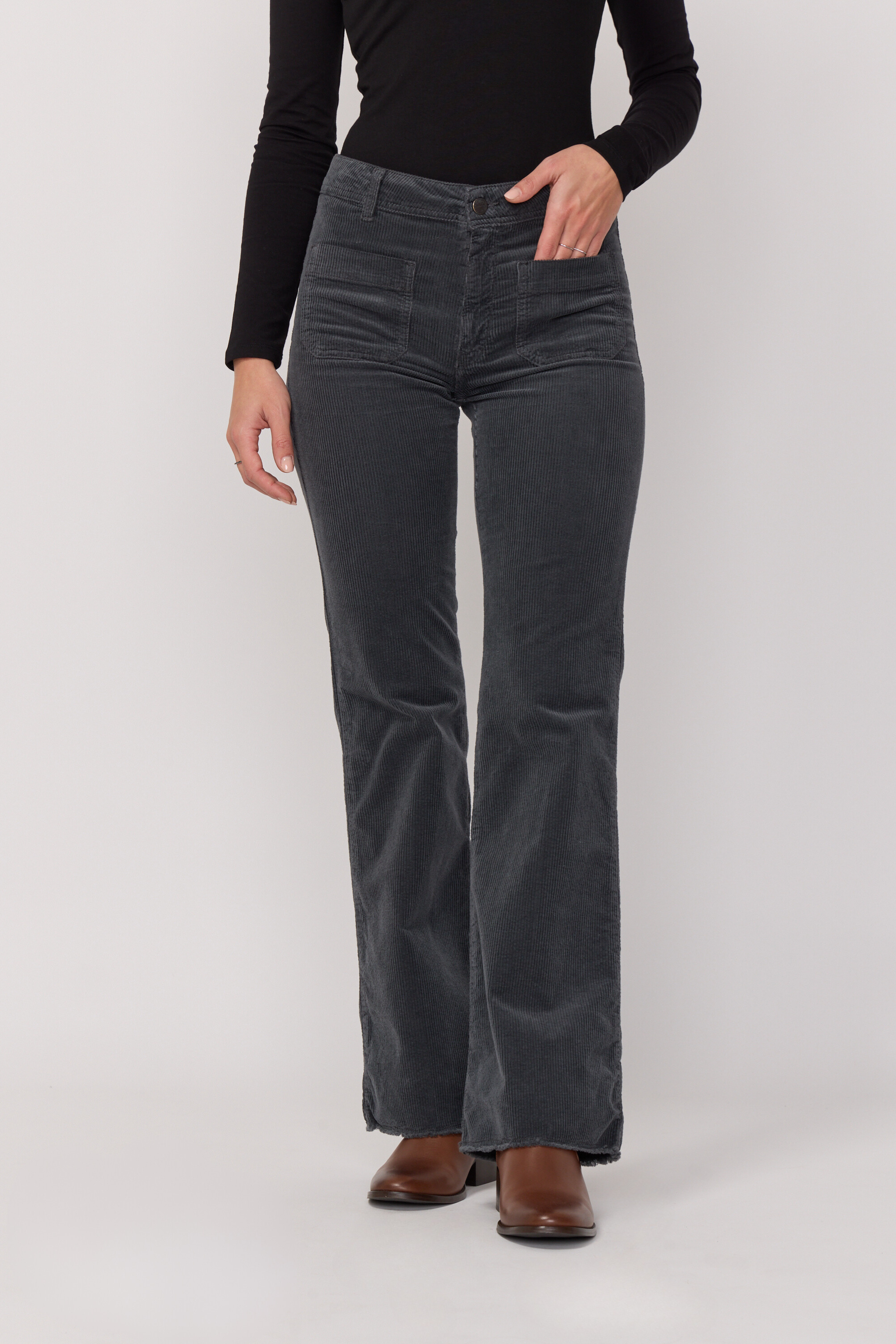 Acquaverde Pantalon Carlotta en Velours - Anthracite