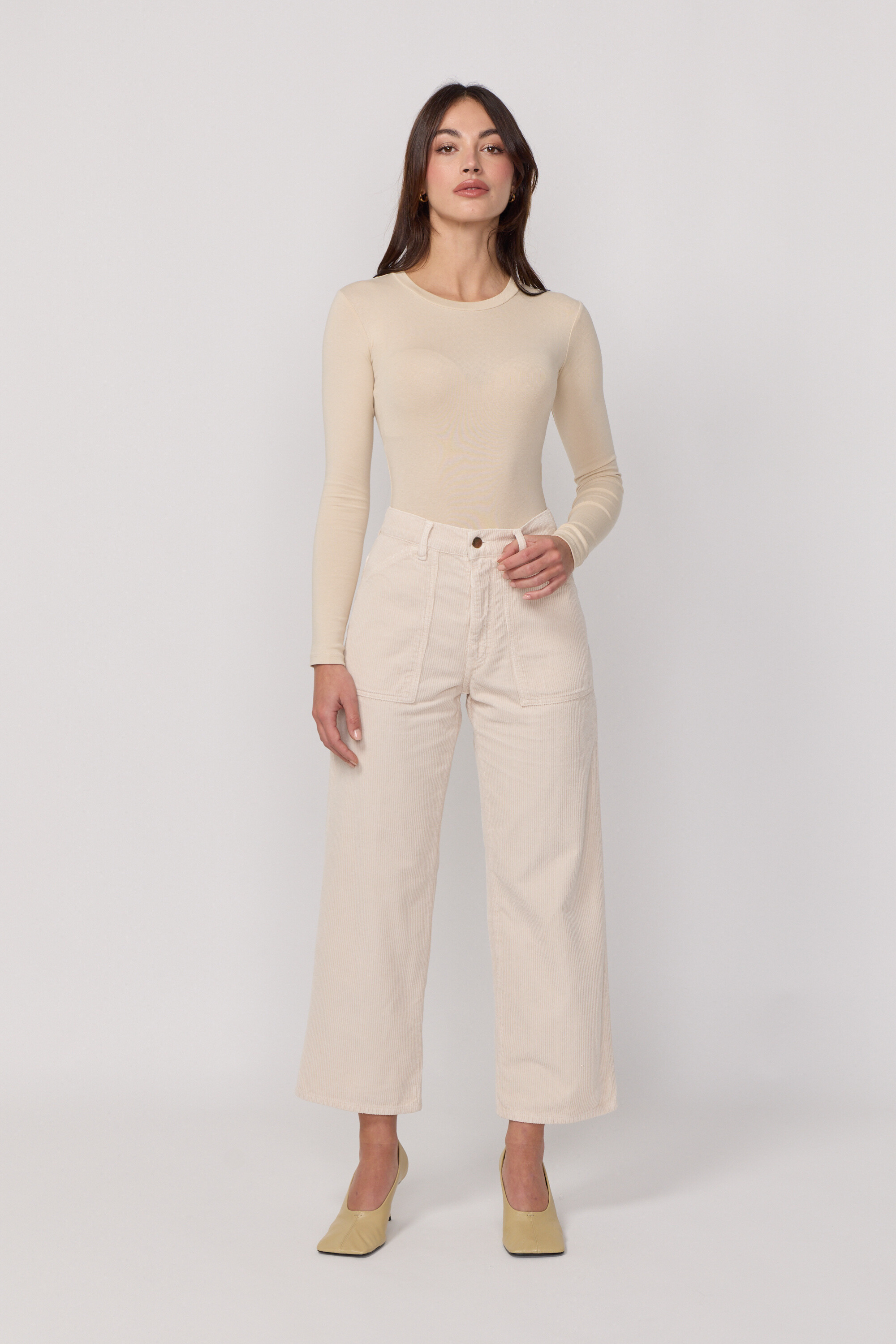 Acquaverde Pantalon Eddy en Velours - Cream