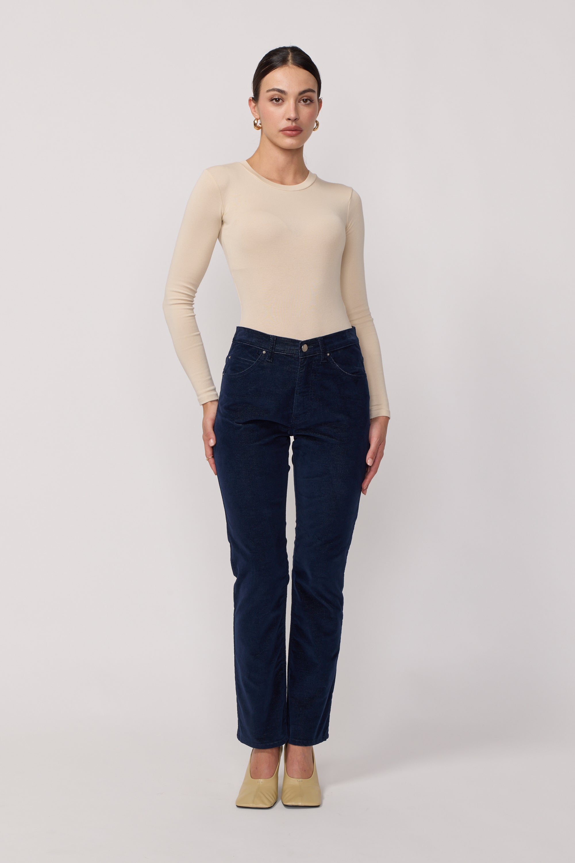 Acquaverde Pantalon Blair en Velours Velvet - Indigo