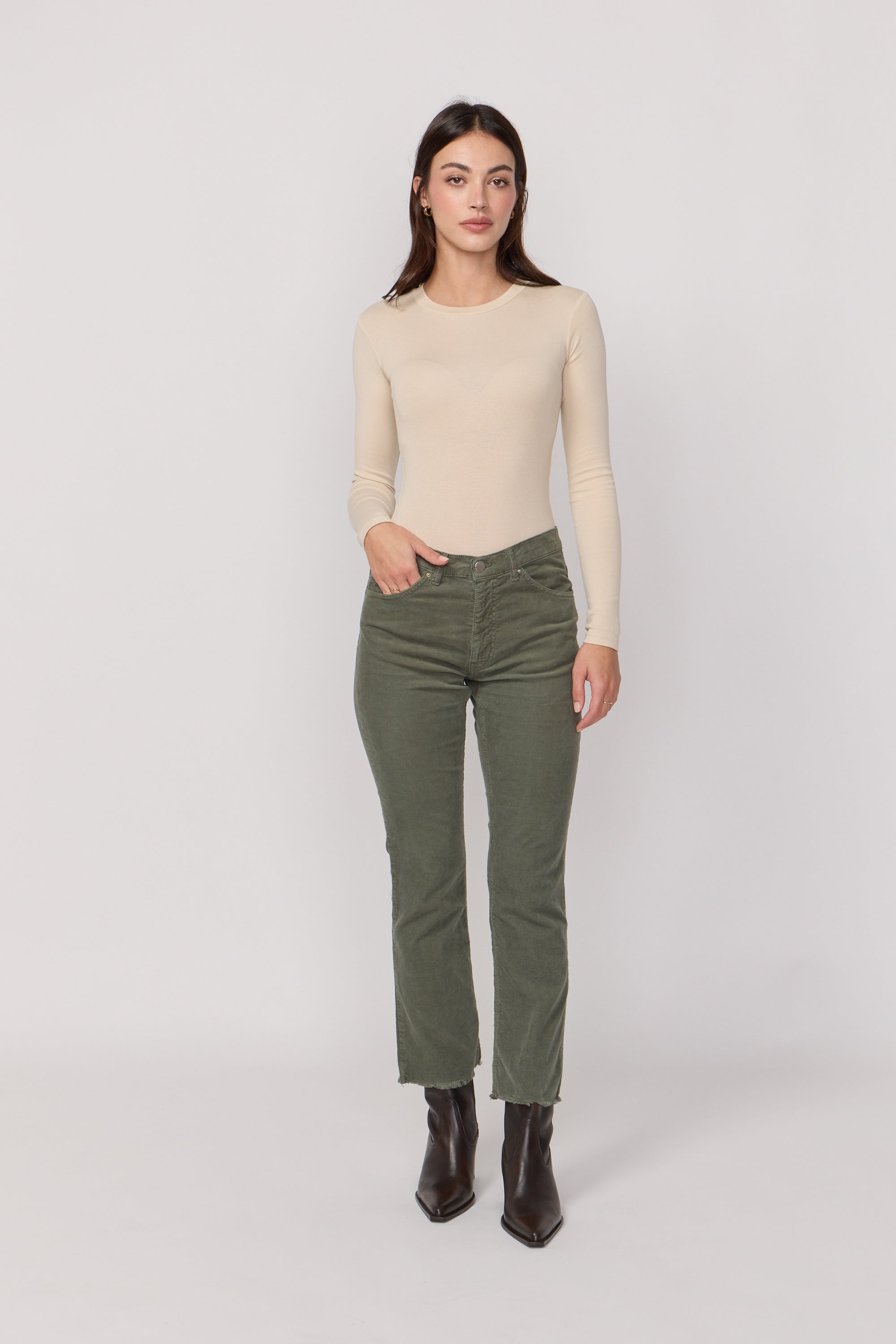 Pantalon Cara en Velours - Military Kaki