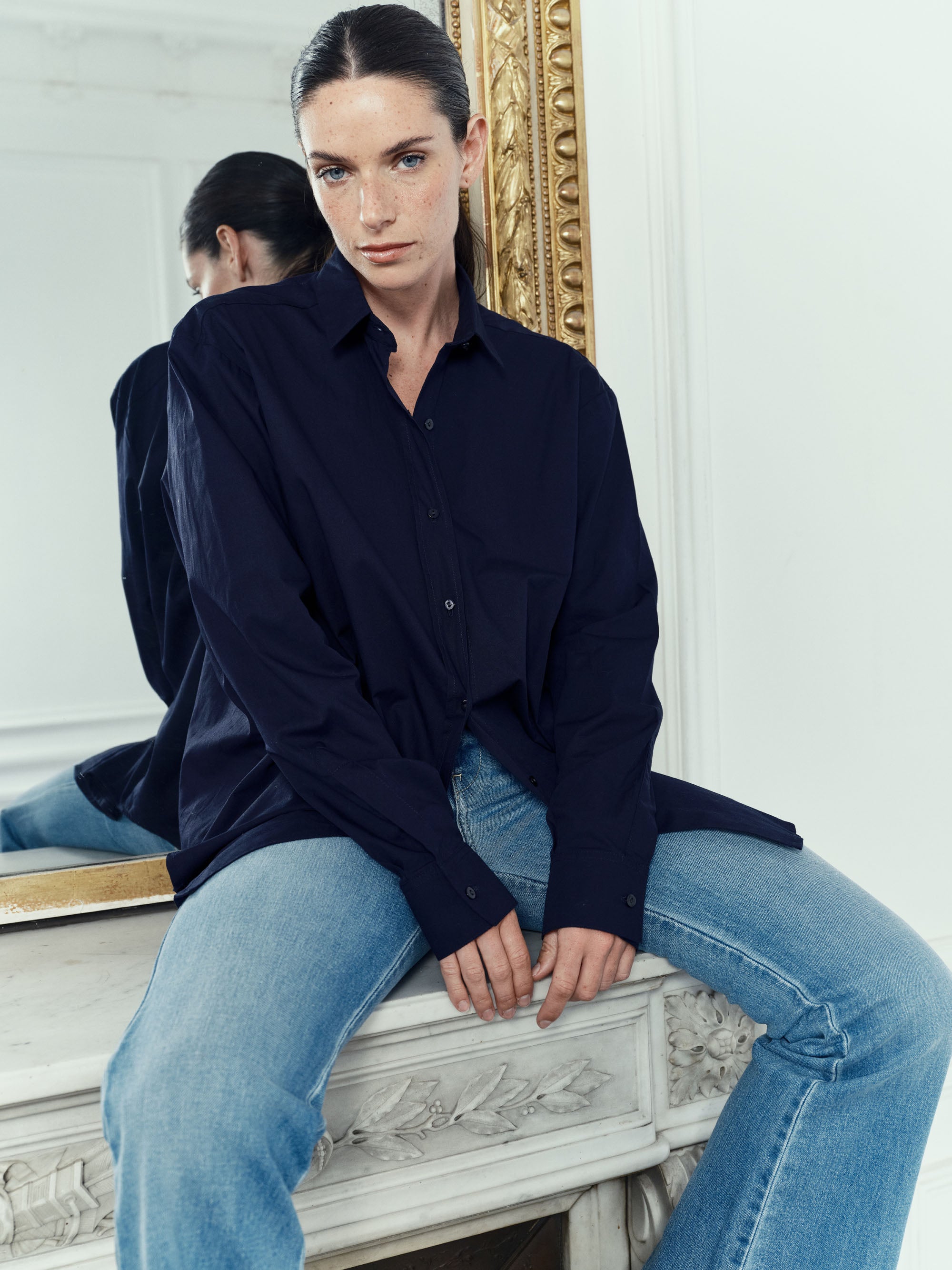 White Shirt - Sky Blue