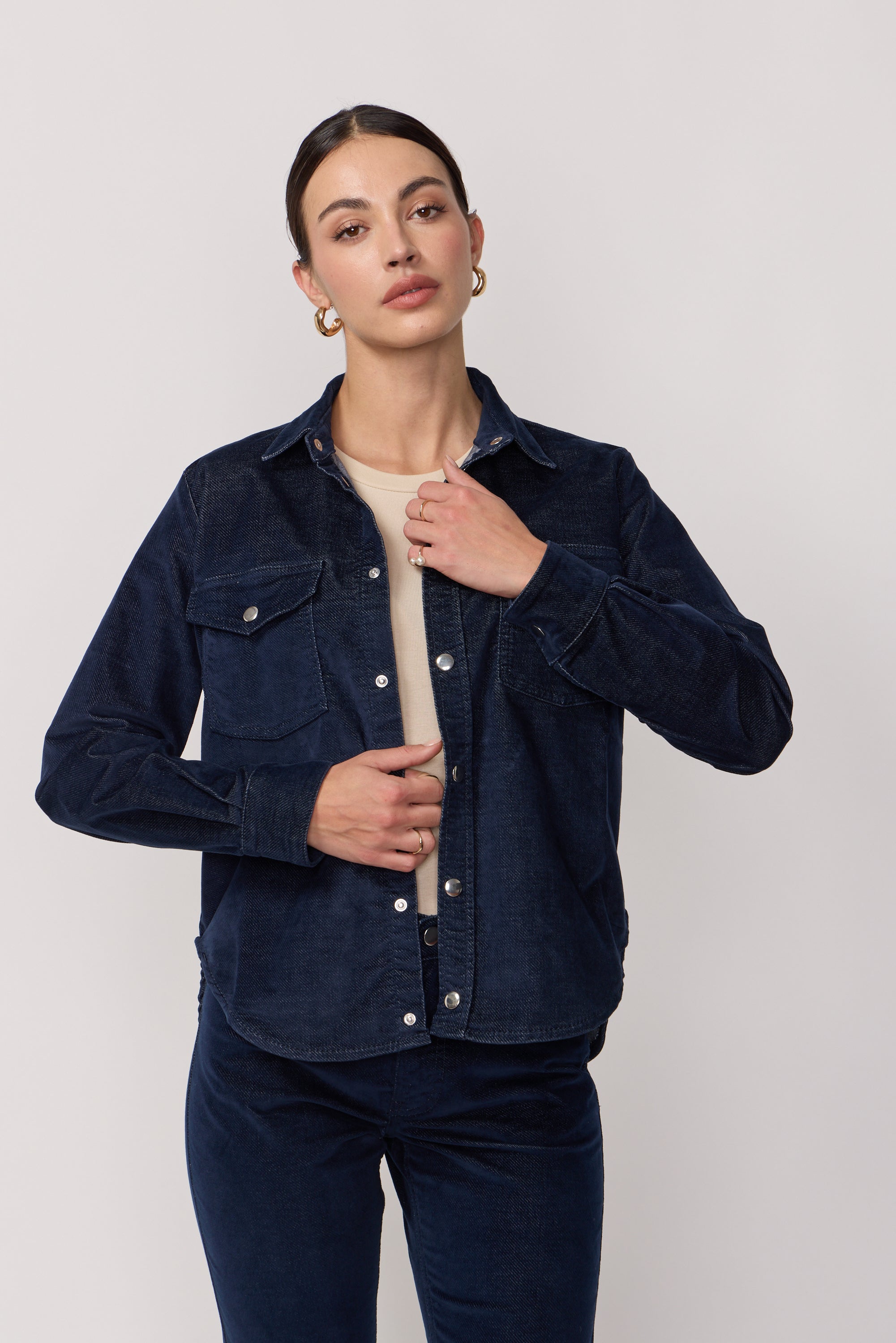 Acquaverde Chemise Topaze en Velours Velvet - Indigo