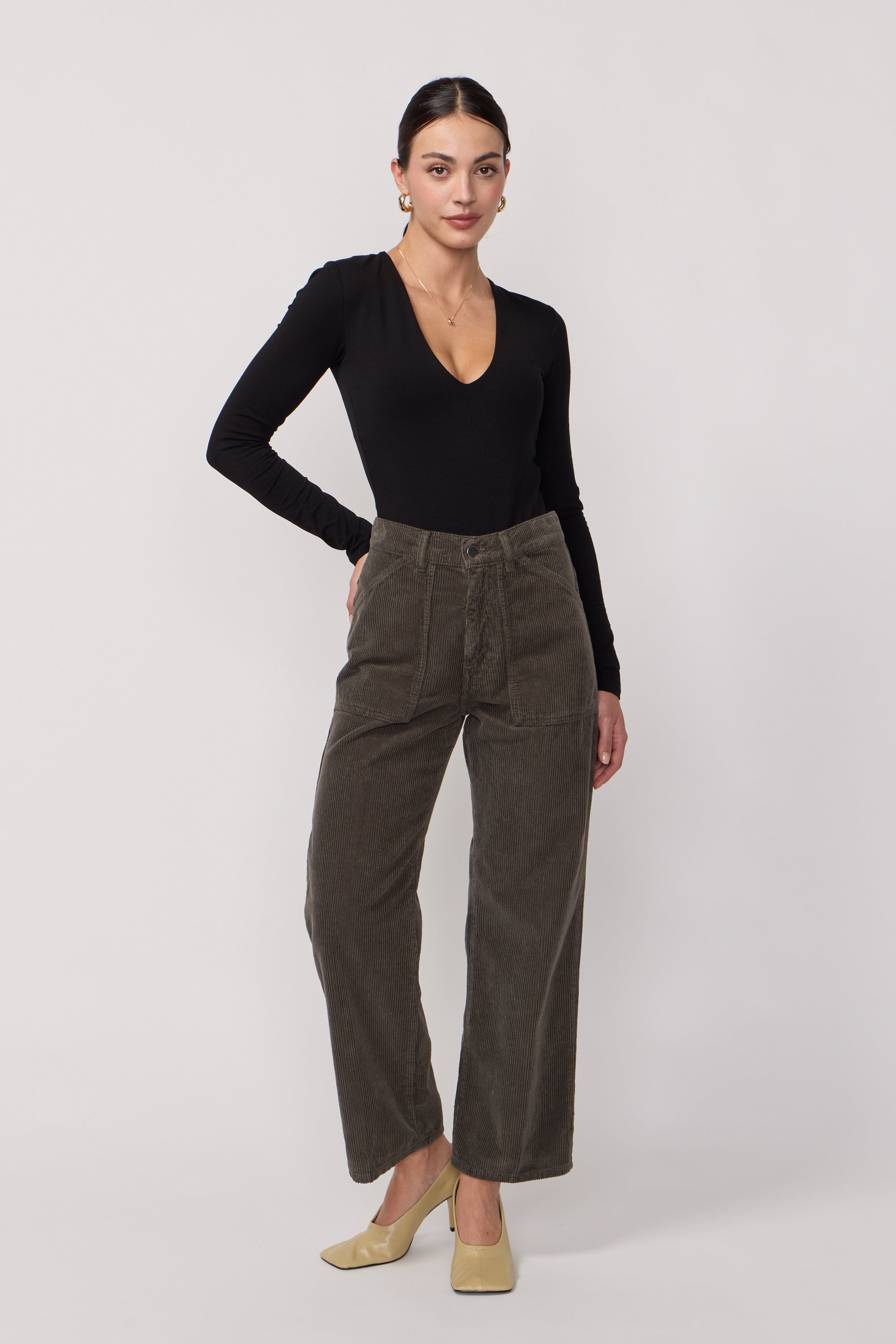 Pantalon Eddy en Velours - Mousse