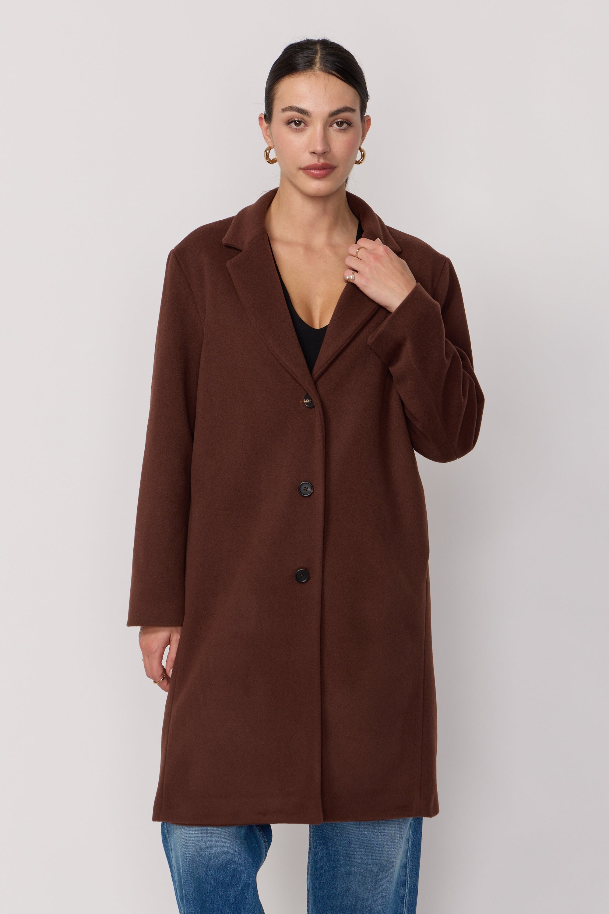 Manteau Signature en Laine et Cachemire - Chocolat