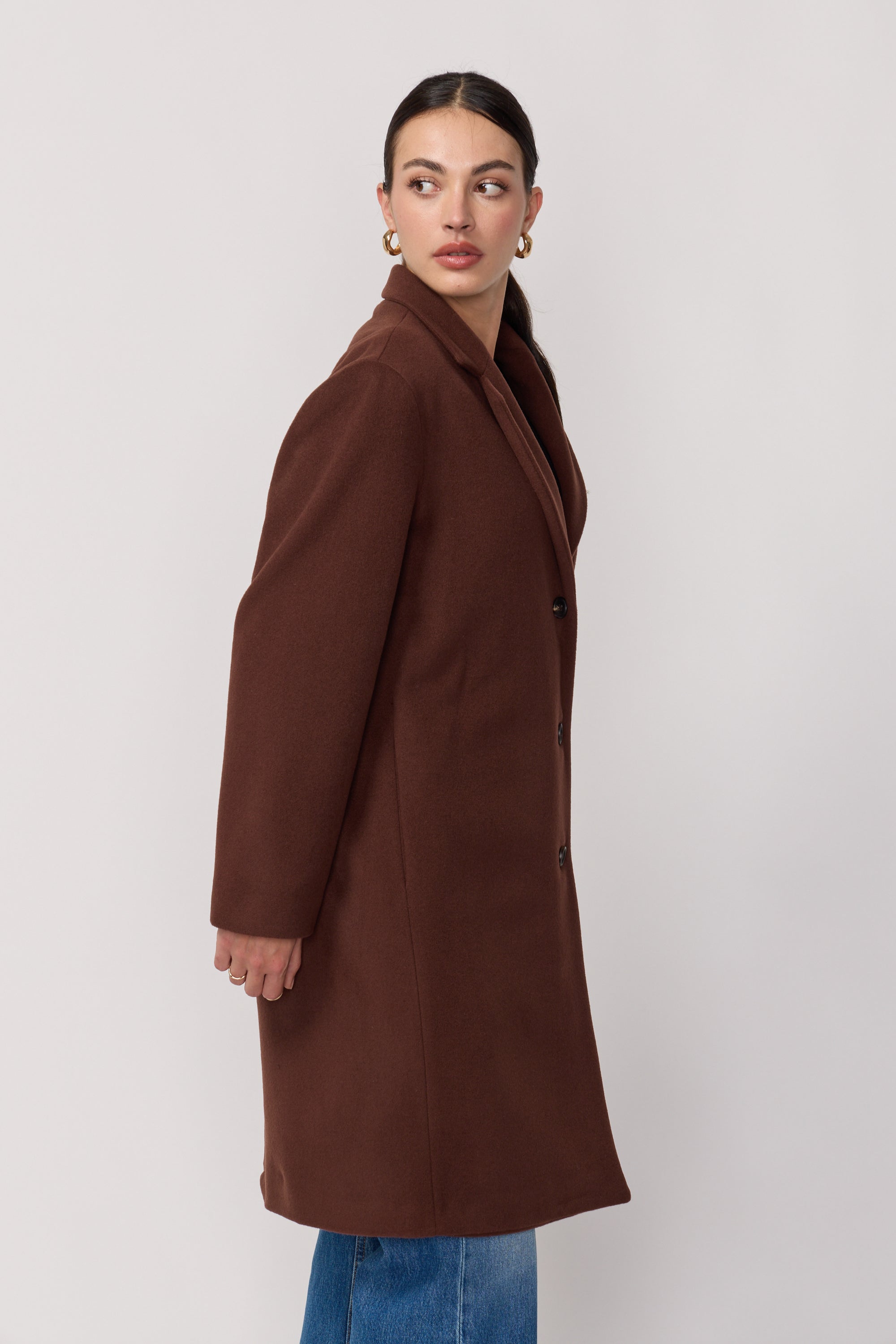 Manteau Signature en Laine et Cachemire - Chocolat