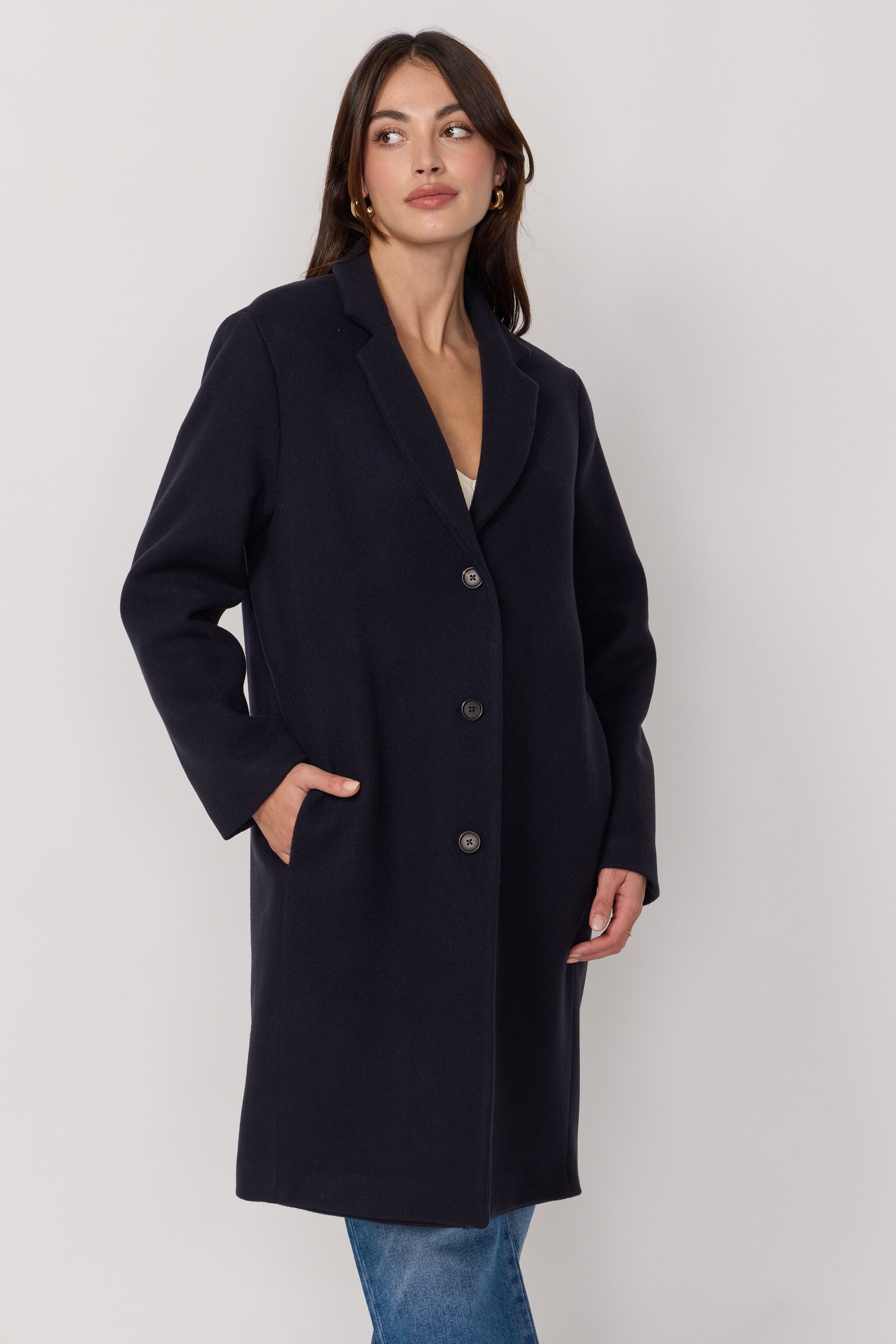 Manteau Signature en Laine et Cachemire - Marine