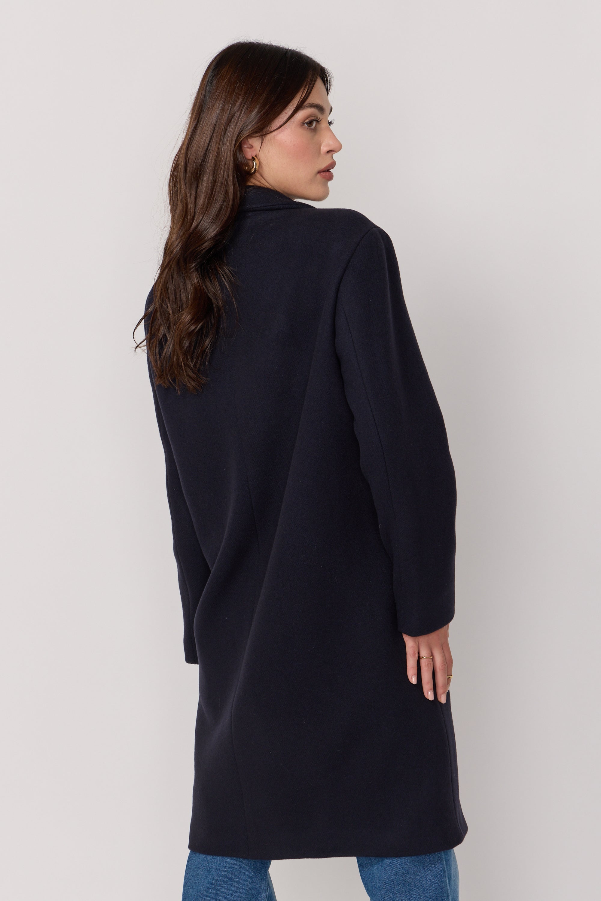 Manteau Signature en Laine et Cachemire - Marine