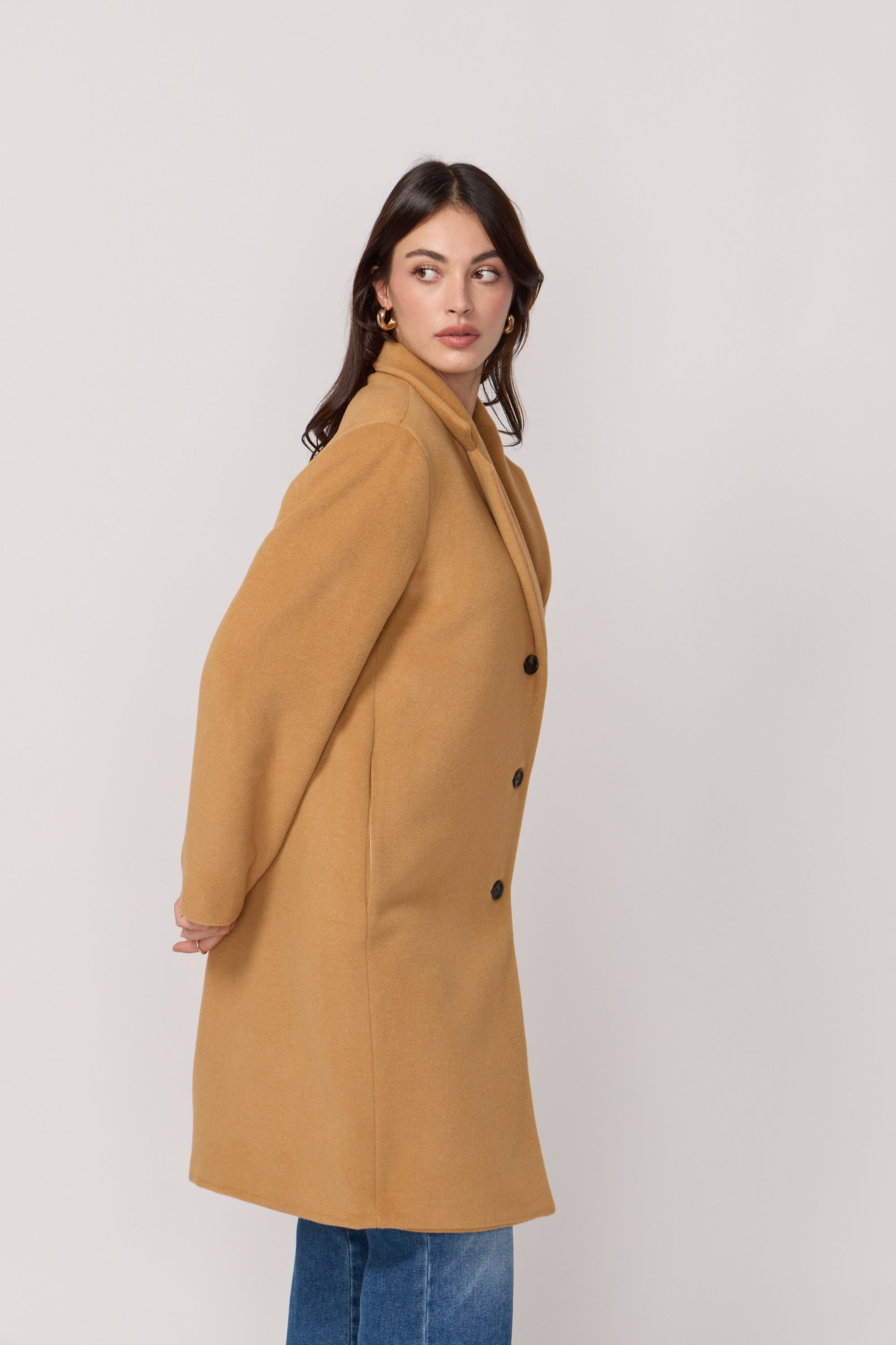 Manteau Signature en Laine et Cachemire - Camel