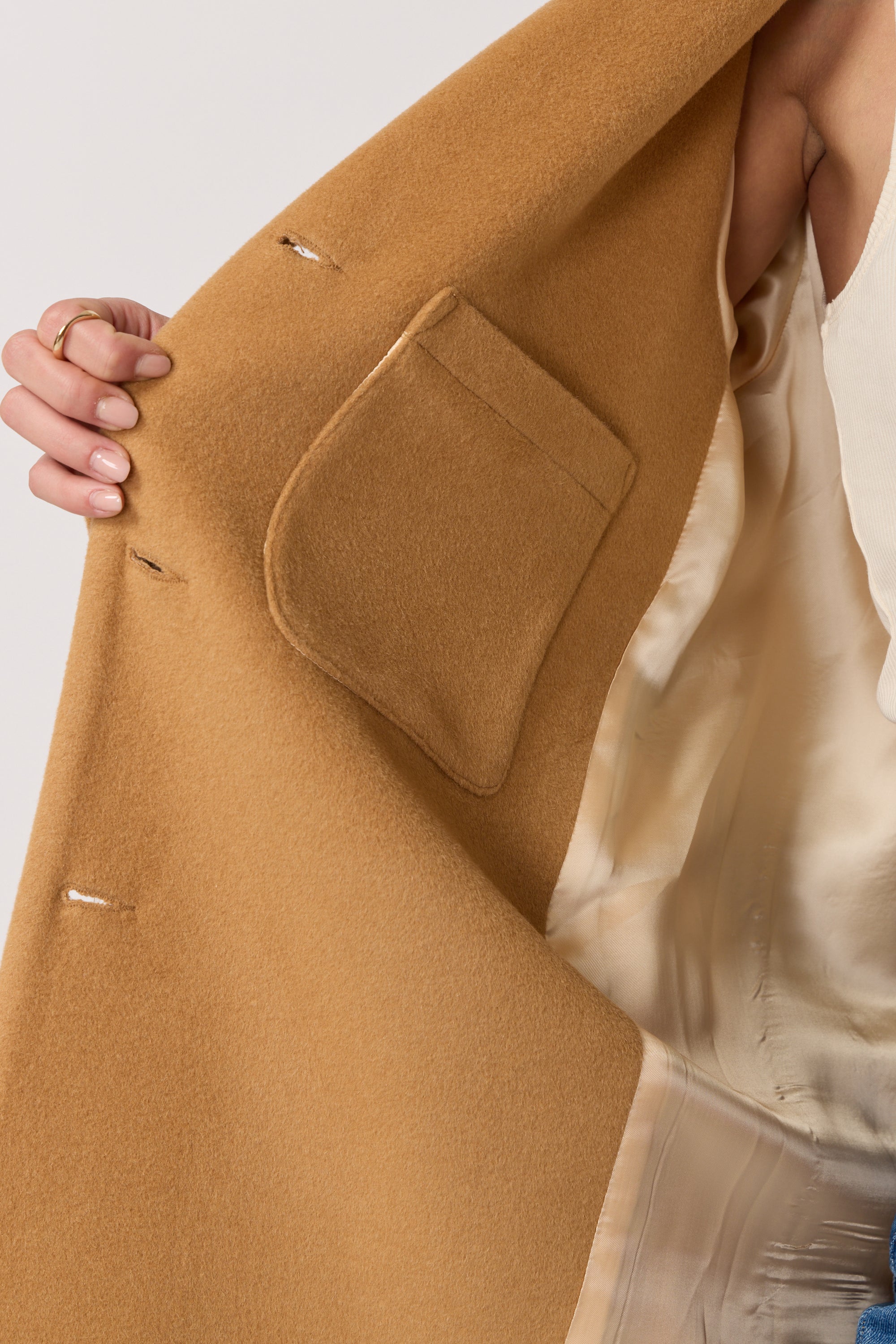 Manteau Signature en Laine et Cachemire - Camel