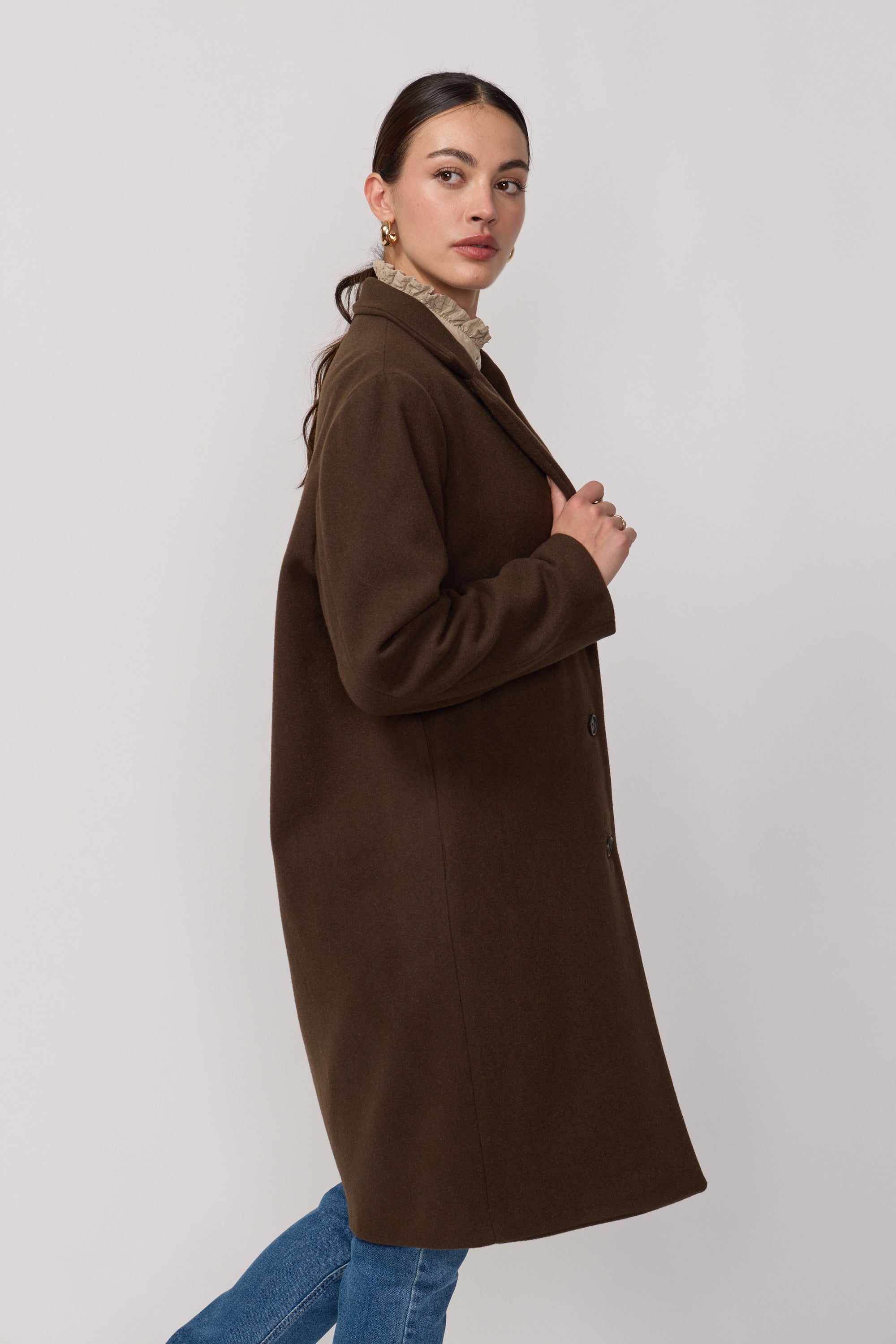 Manteau Signature en Laine et Cachemire - Bronze