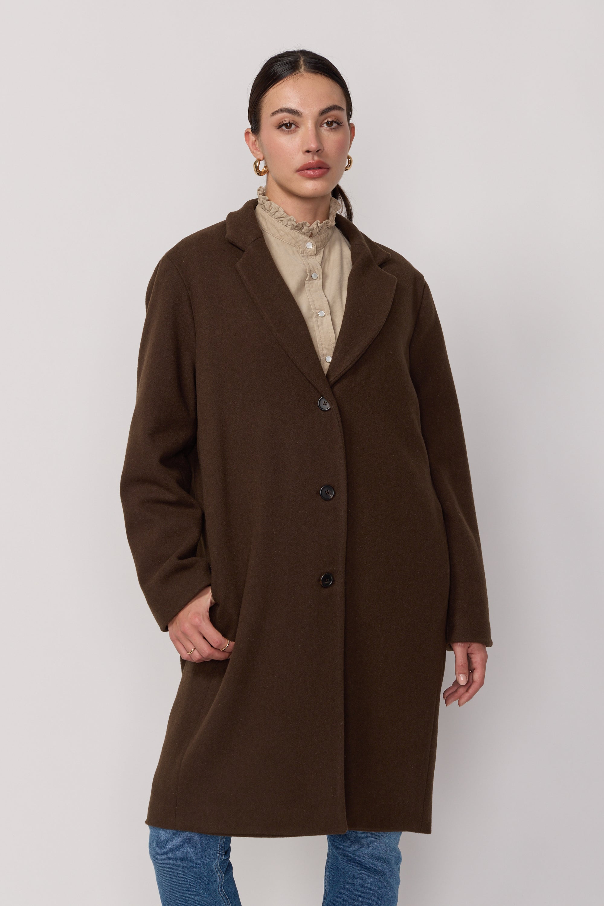 Manteau Signature en Laine et Cachemire - Bronze