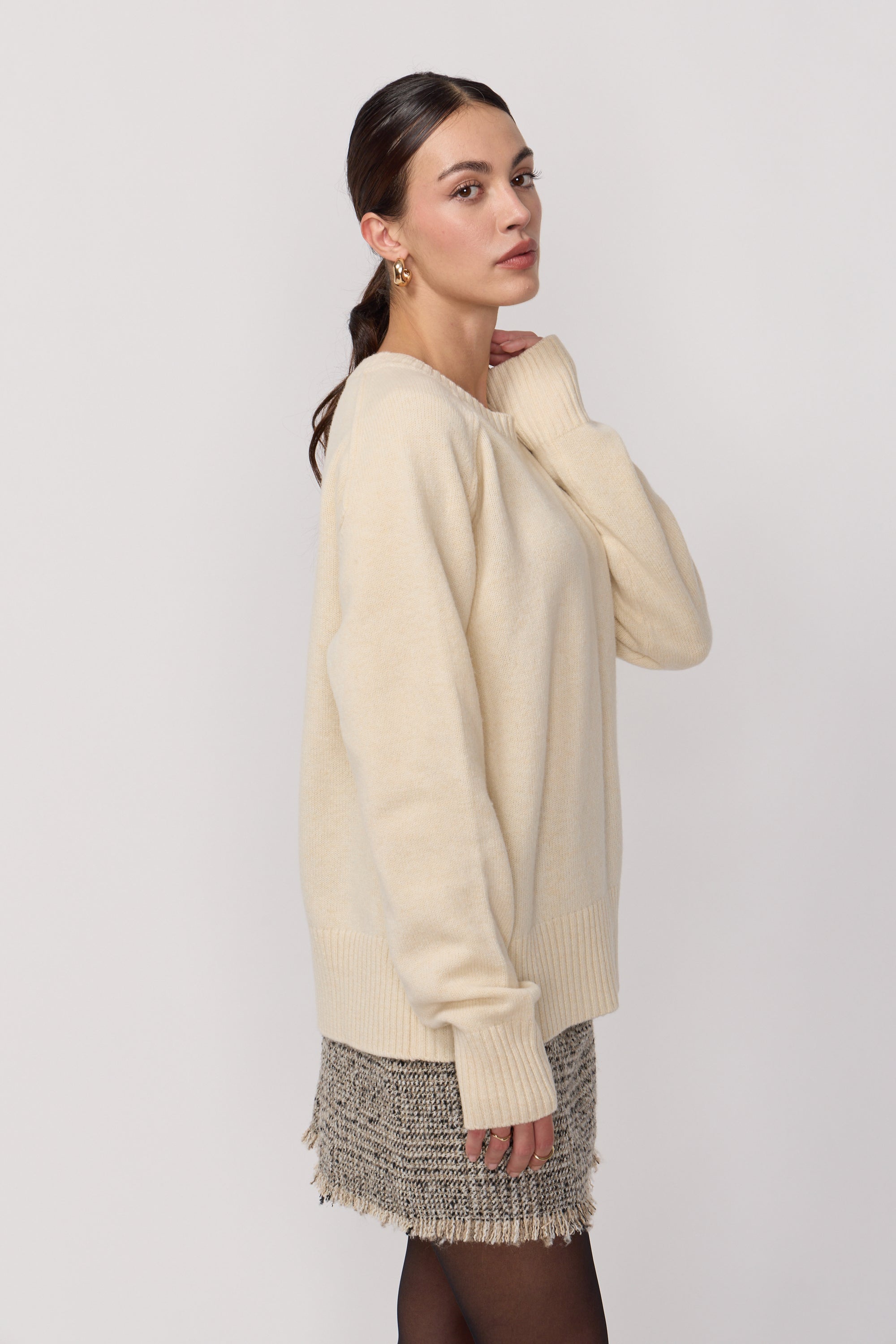 Pull Col Rond Oversize - Cream