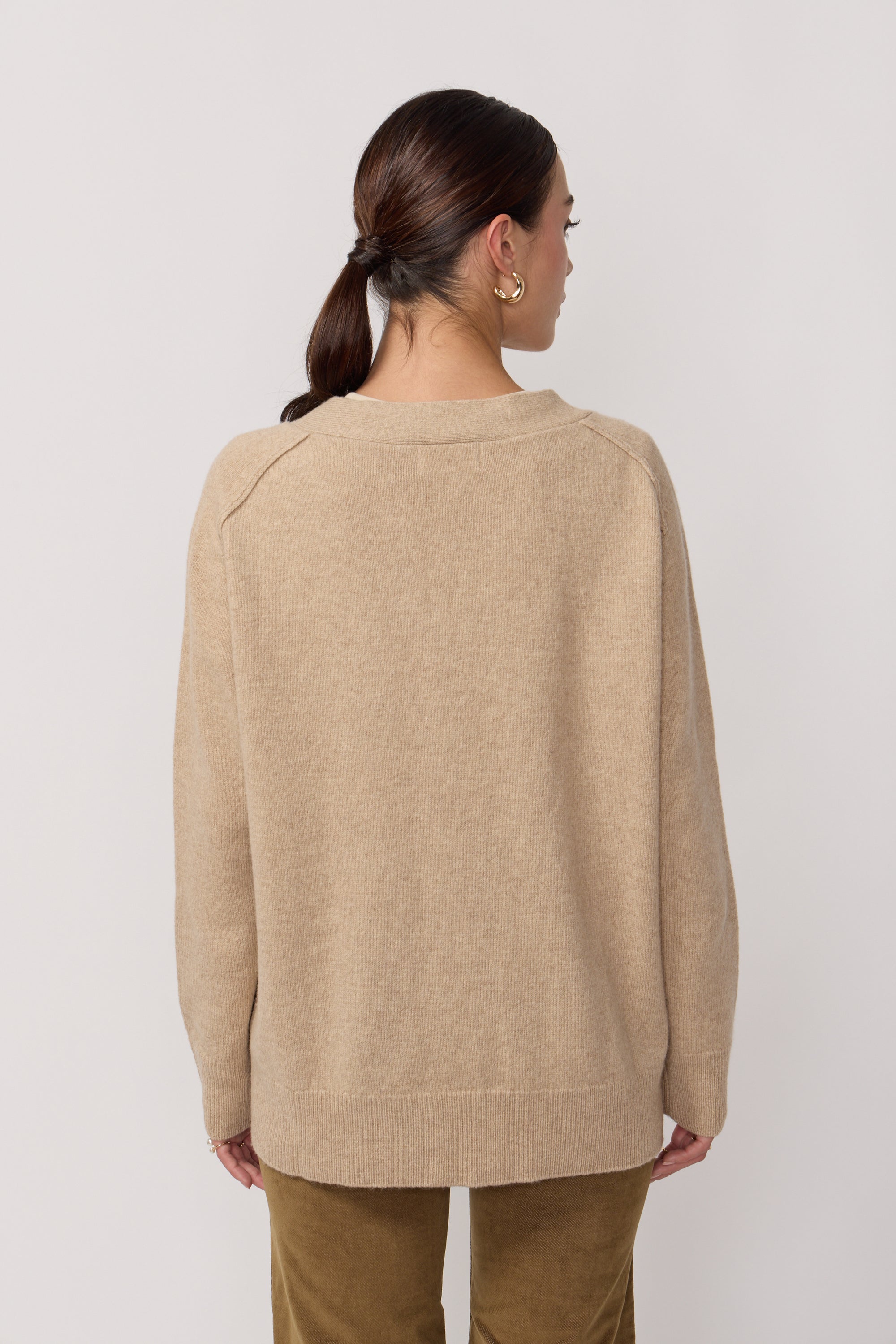 Cardigan Oversize Col en V - Beige