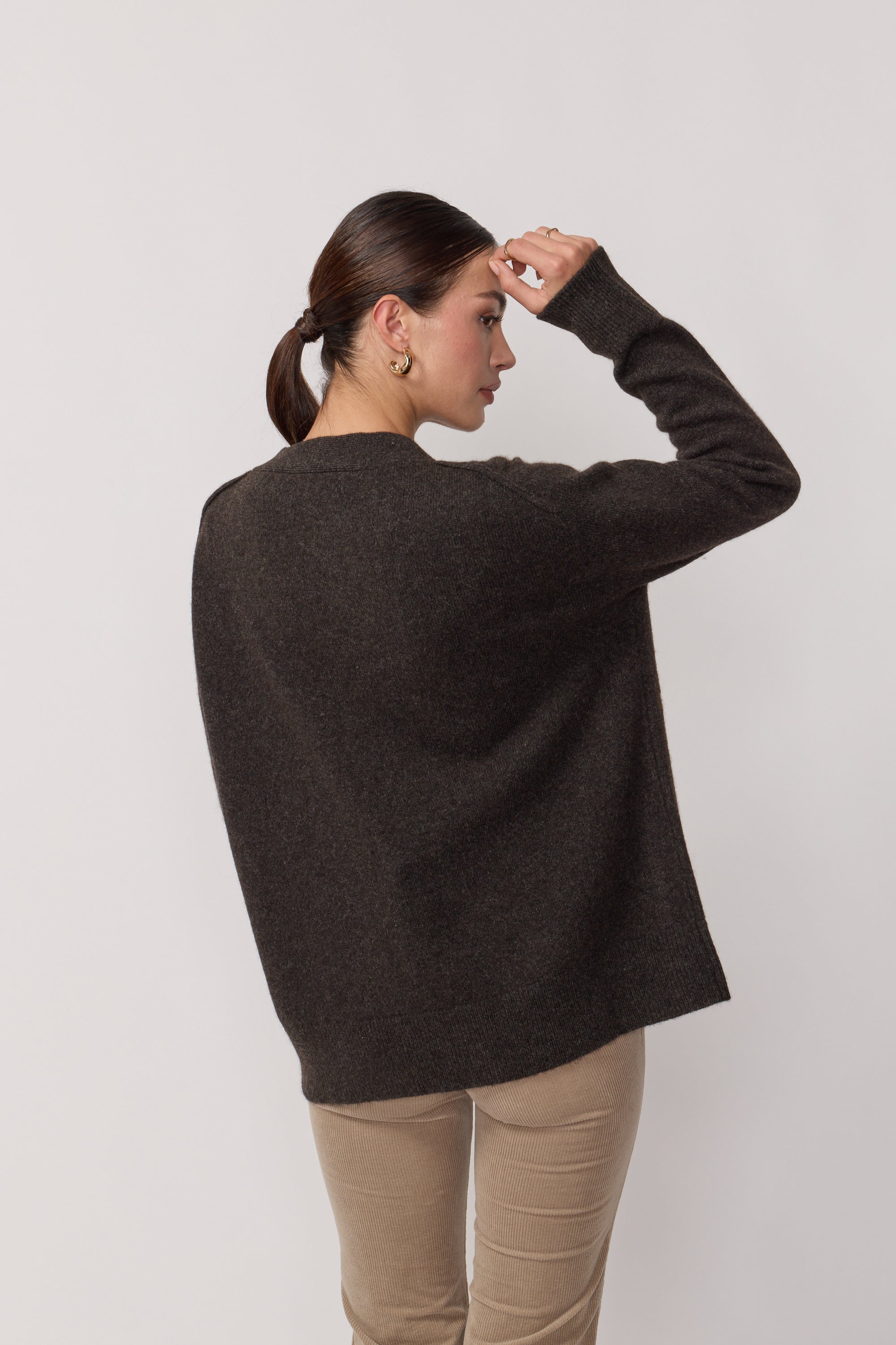 Cardigan Oversize Col en V - Brown