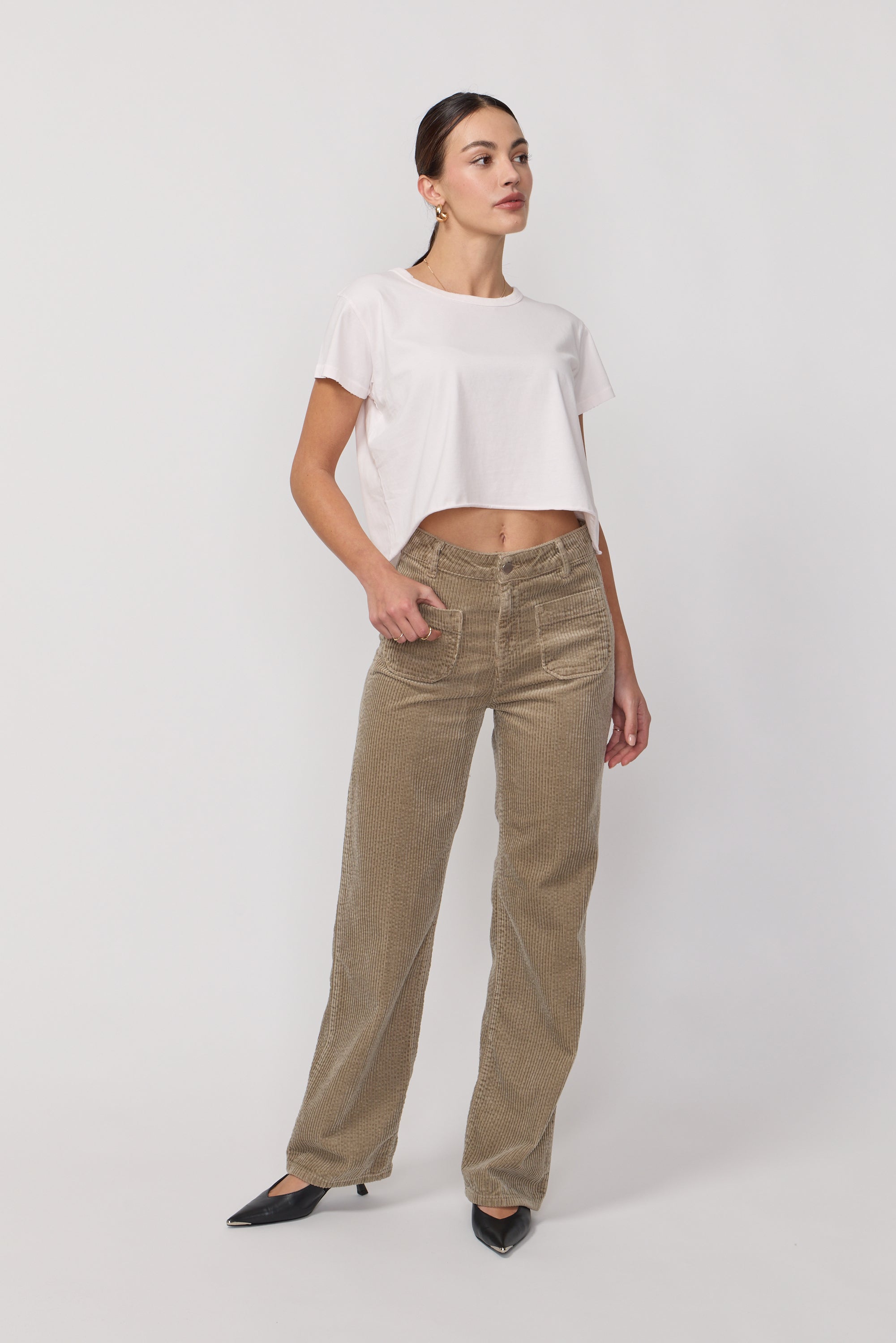 Acquaverde Pantalon Melvil en Velours - Argile