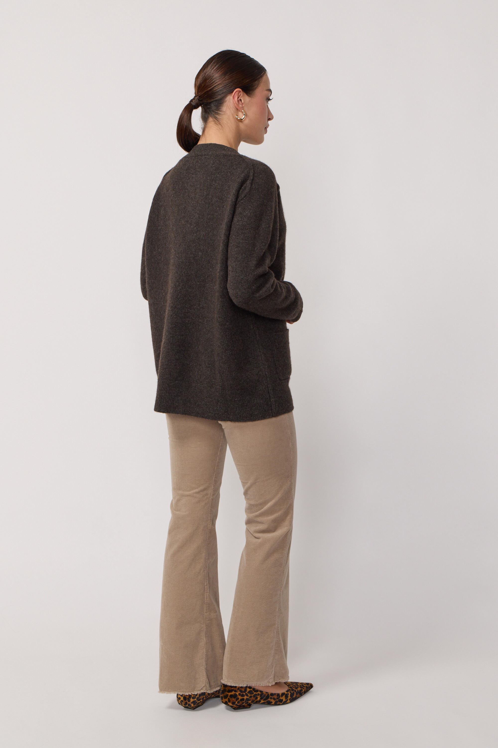 Cardigan Oversize Col en V - Brown