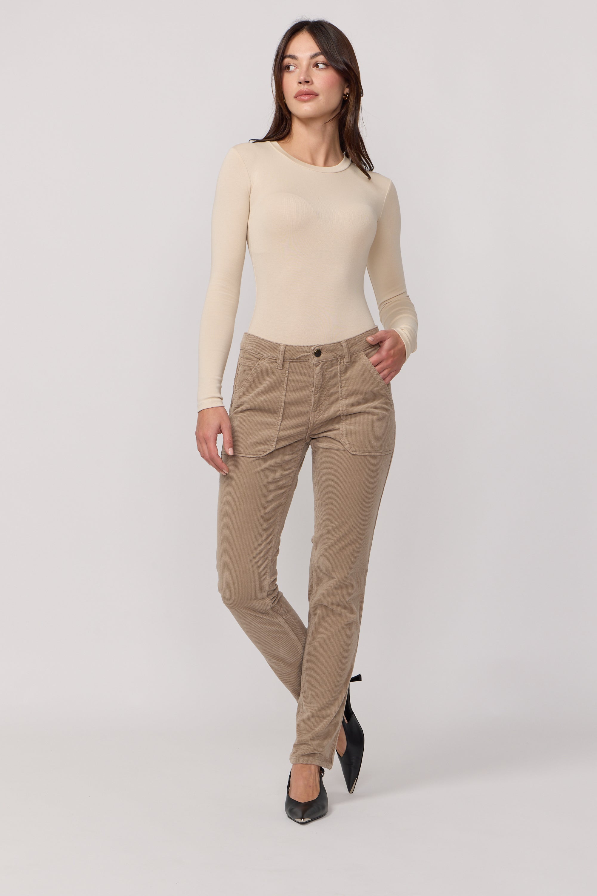 Acquaverde Pantalon Pierce en Velours - Argile